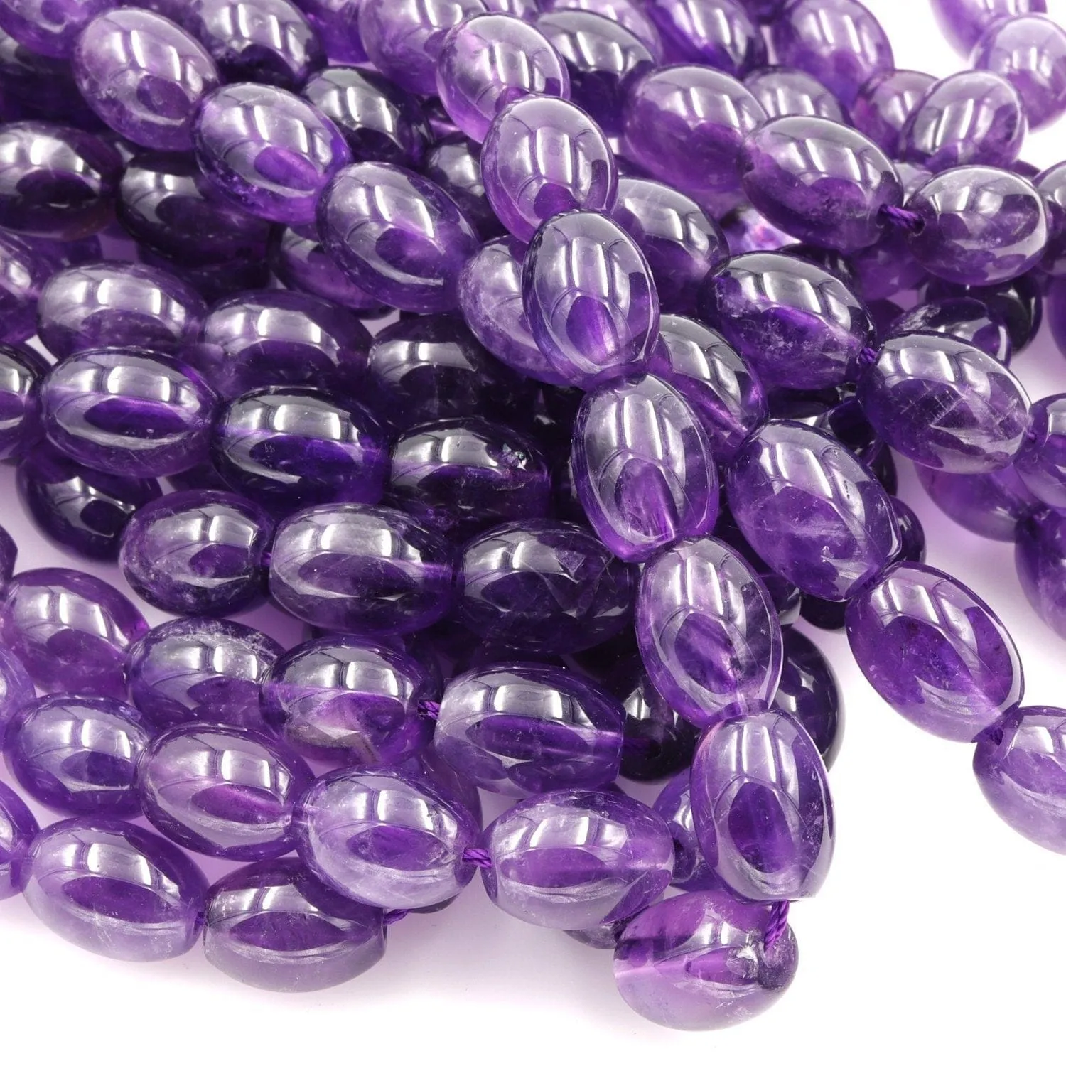 AA Natural Amethyst Barrel Beads Drum Rice Nugget Genuine Real Rich Purple Amethyst Gemstone Beads 16" Strand