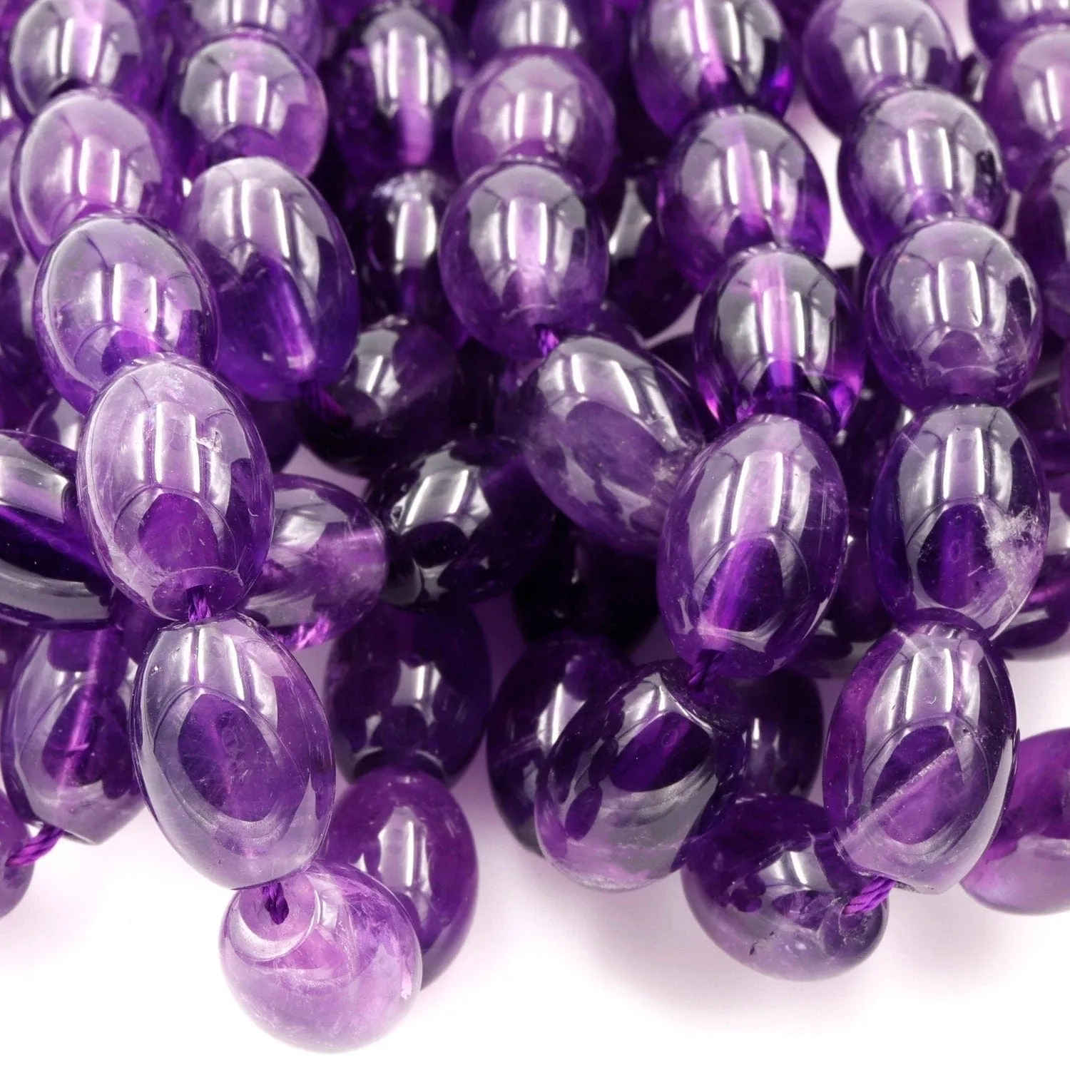AA Natural Amethyst Barrel Beads Drum Rice Nugget Genuine Real Rich Purple Amethyst Gemstone Beads 16" Strand