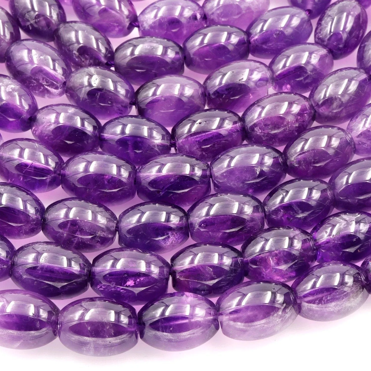 AA Natural Amethyst Barrel Beads Drum Rice Nugget Genuine Real Rich Purple Amethyst Gemstone Beads 16" Strand