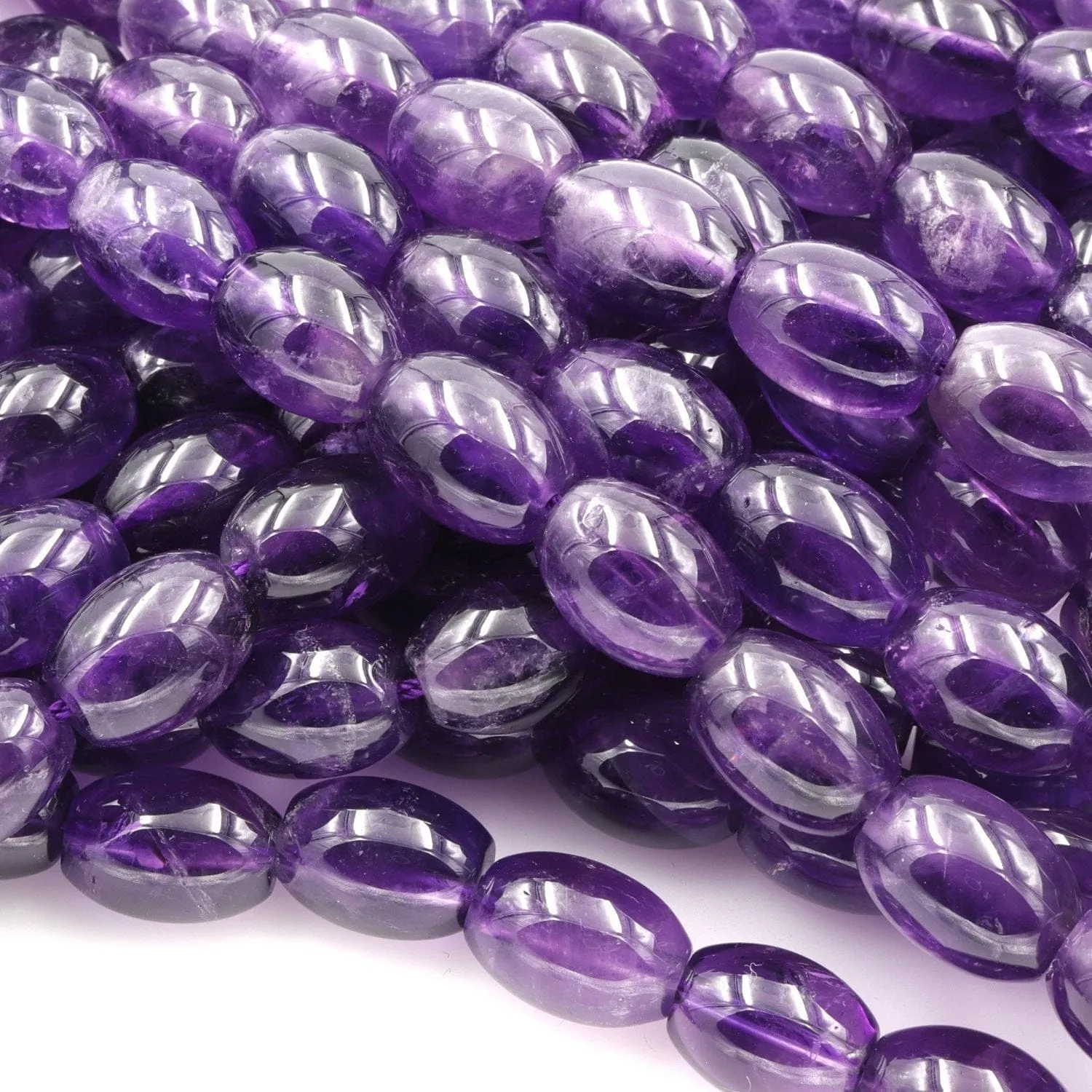 AA Natural Amethyst Barrel Beads Drum Rice Nugget Genuine Real Rich Purple Amethyst Gemstone Beads 16" Strand