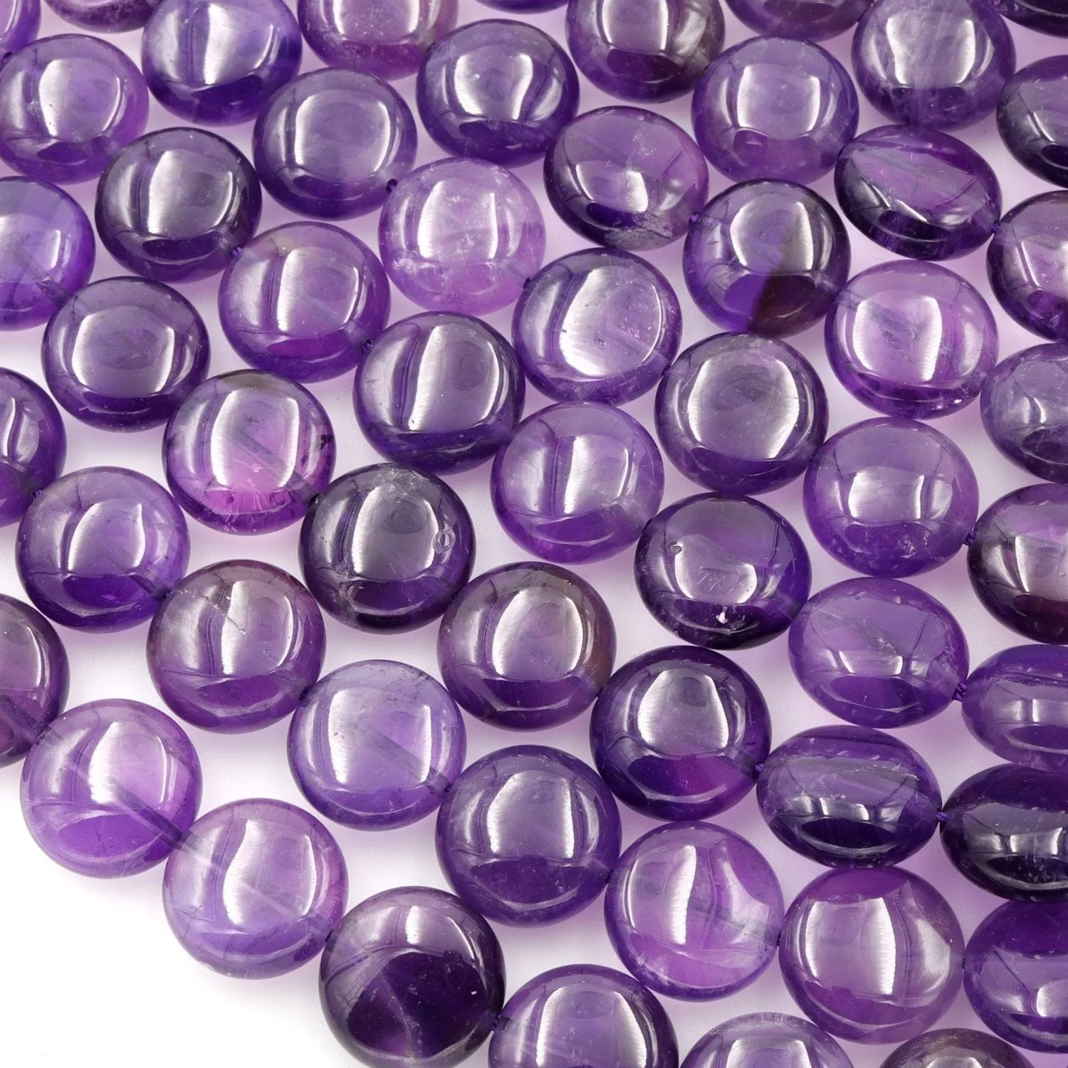 AA Natural Amethyst Coin Beads 10mm 12mm 16" Strand