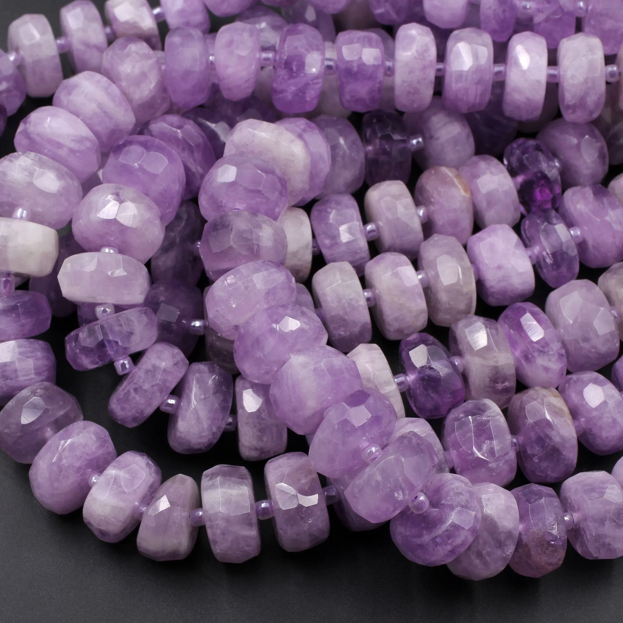 AAA Grade Large Natural Amethyst Faceted Rondelle Wheel Beads Vibrant Violet Purple Amethyst Gemstone Beads 15/5" Strand