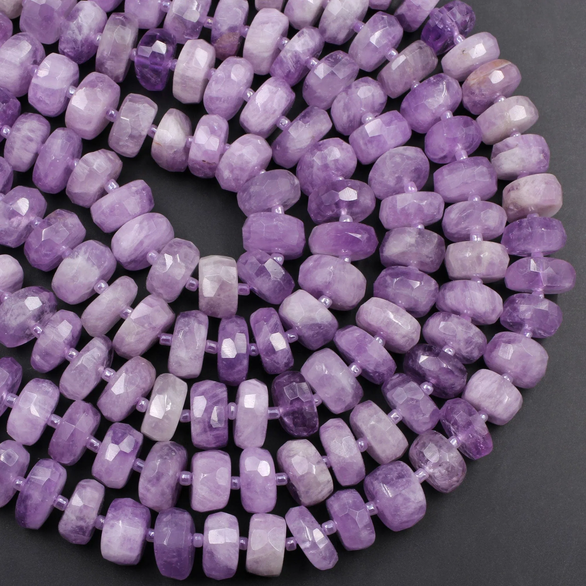 AAA Grade Large Natural Amethyst Faceted Rondelle Wheel Beads Vibrant Violet Purple Amethyst Gemstone Beads 15/5" Strand