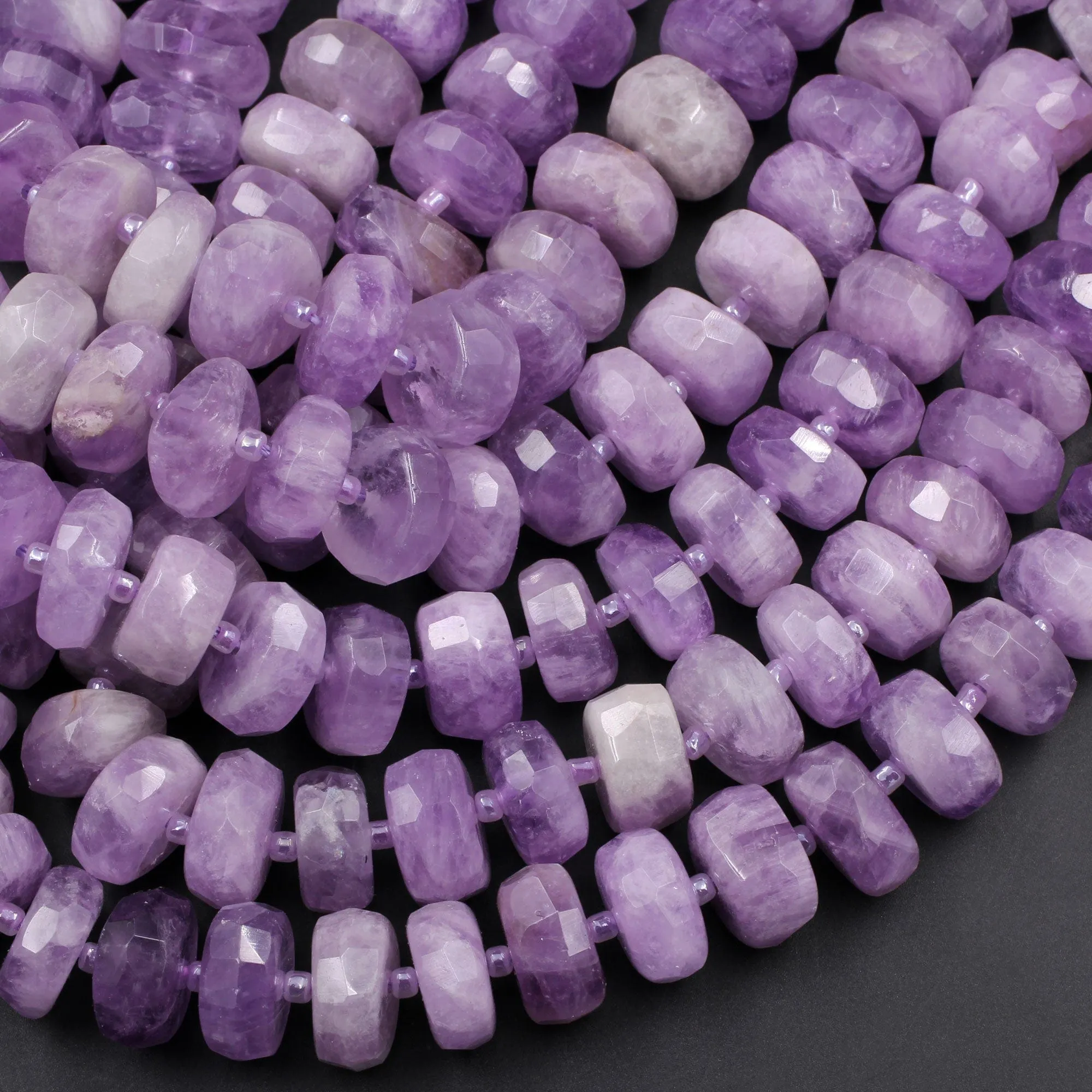 AAA Grade Large Natural Amethyst Faceted Rondelle Wheel Beads Vibrant Violet Purple Amethyst Gemstone Beads 15/5" Strand