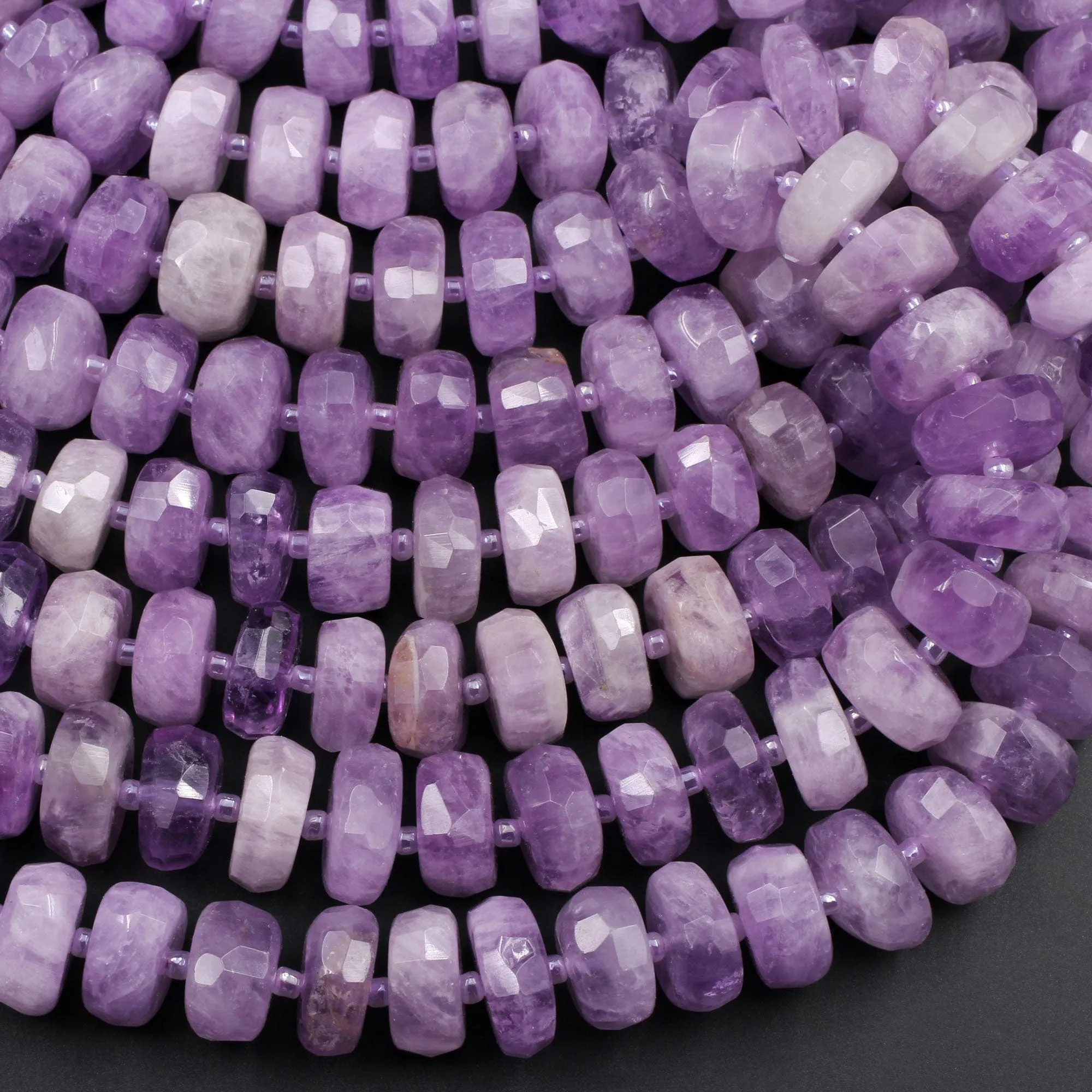 AAA Grade Large Natural Amethyst Faceted Rondelle Wheel Beads Vibrant Violet Purple Amethyst Gemstone Beads 15/5" Strand
