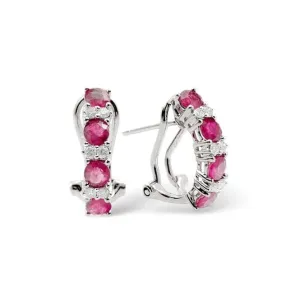 Acotis Diamonds 9K White Gold 0.16ct Diamond 1.30ct Ruby Earrings F2095