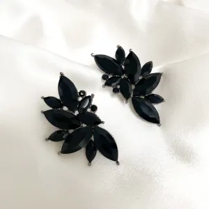 ADE  Rhinestone Petal Earrings - Blue / Black