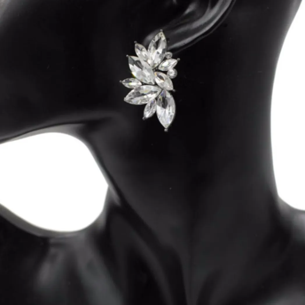 ADE  Rhinestone Petal Earrings - Blue / Black