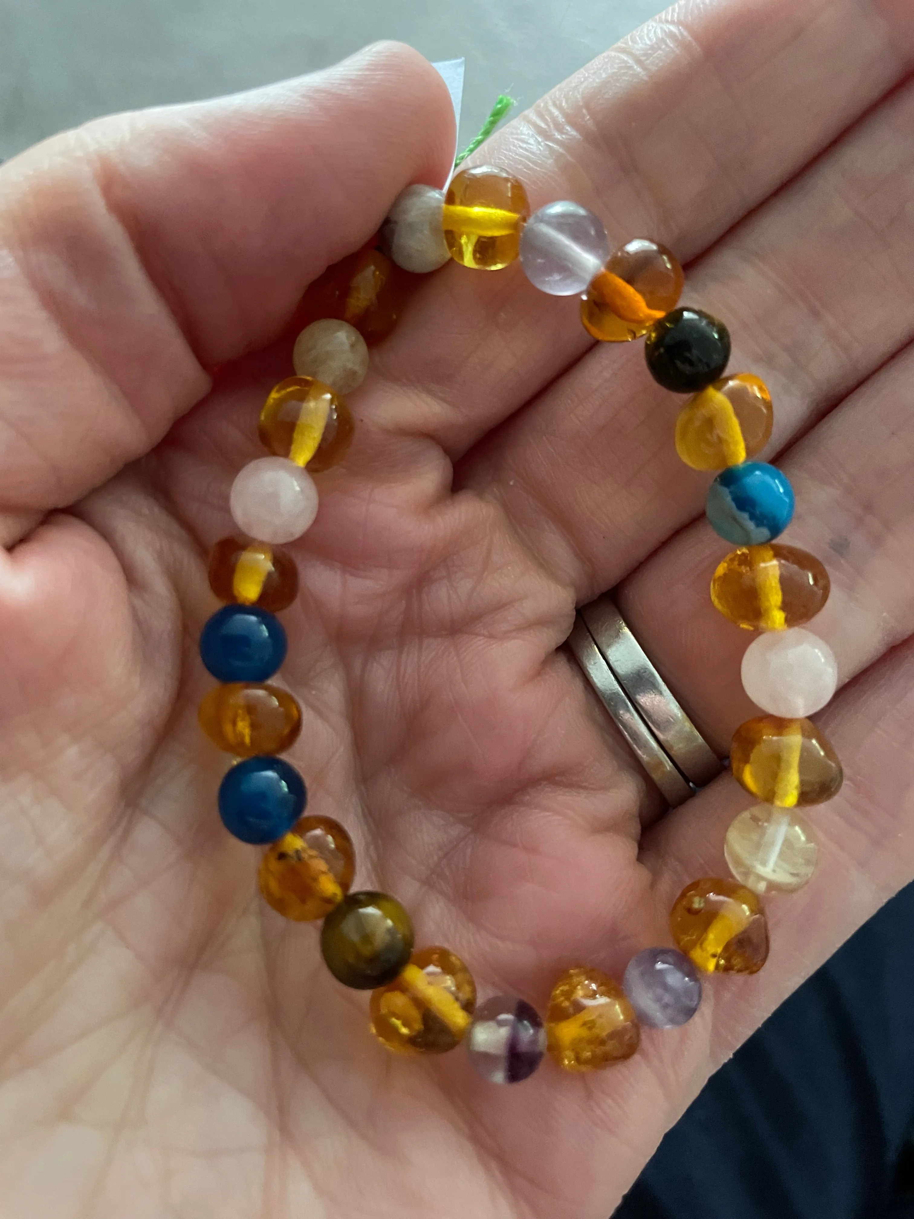 Adult Solace Amber Gemstone Stretch Anxiety Stress Bracelet