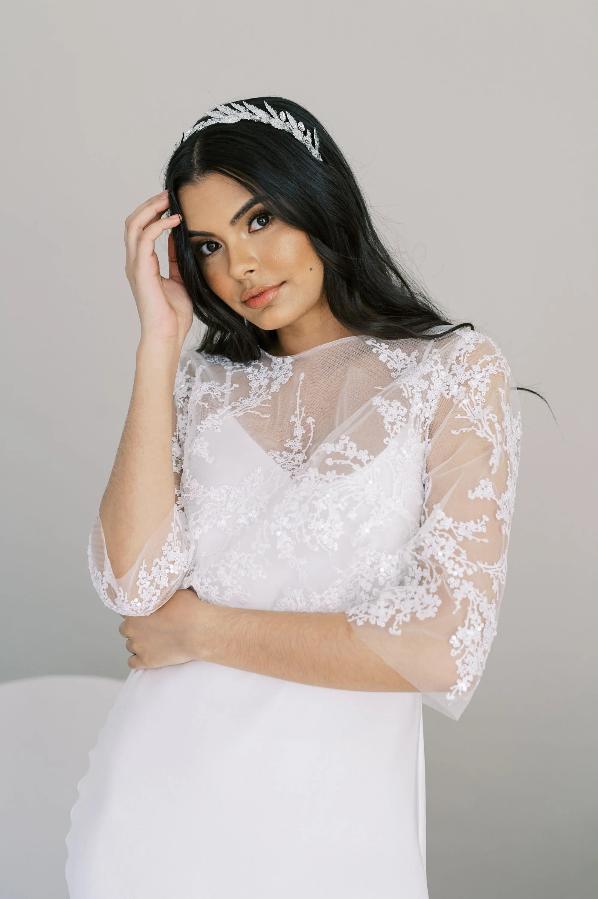 ALEXANDRIA Crystal Leaf Wedding Headband