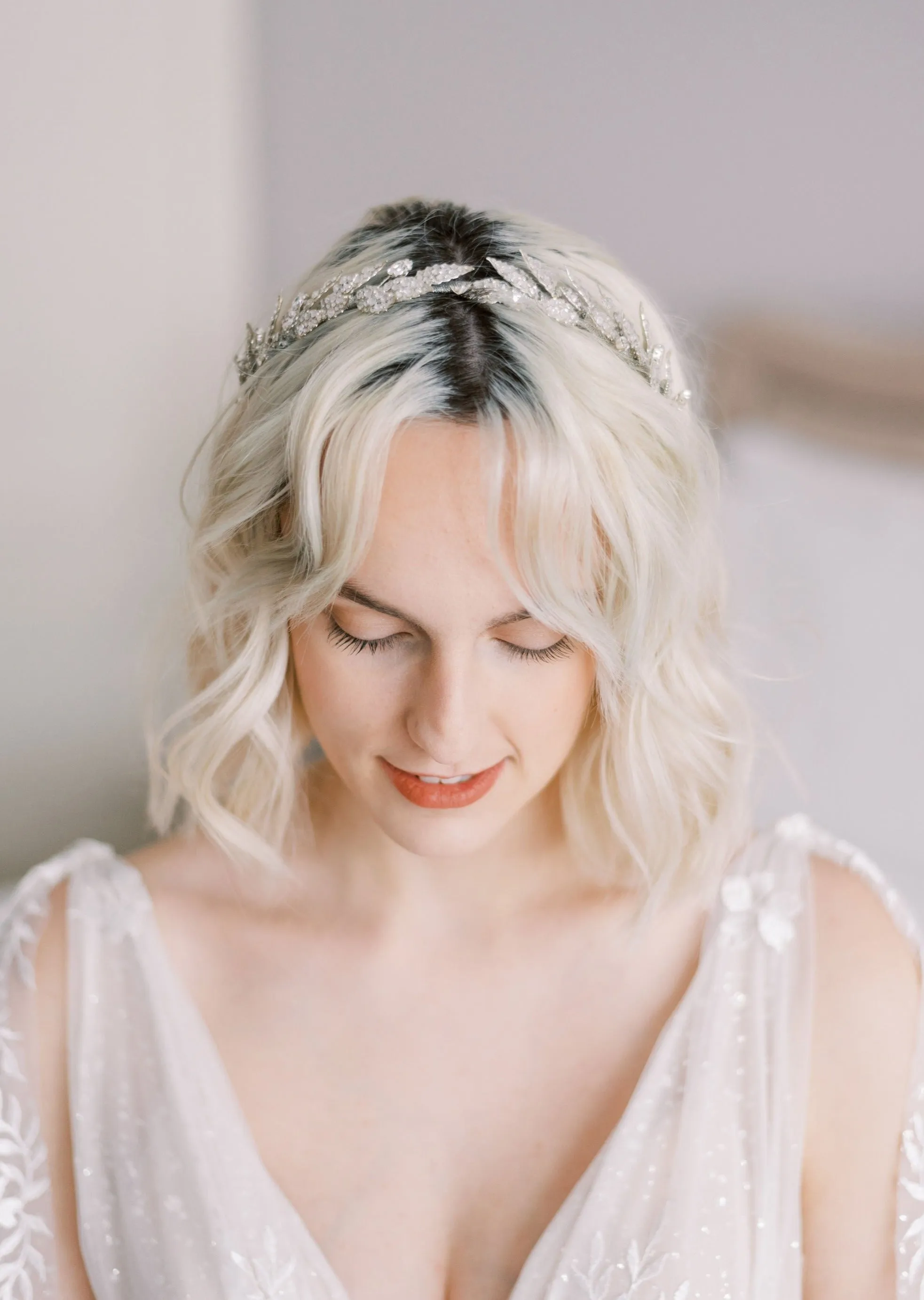 ALEXANDRIA Crystal Leaf Wedding Headband
