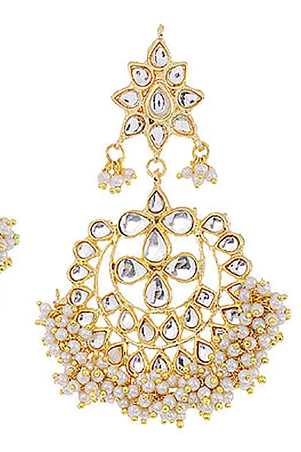 Alloy Kundan Earring in Gold and White