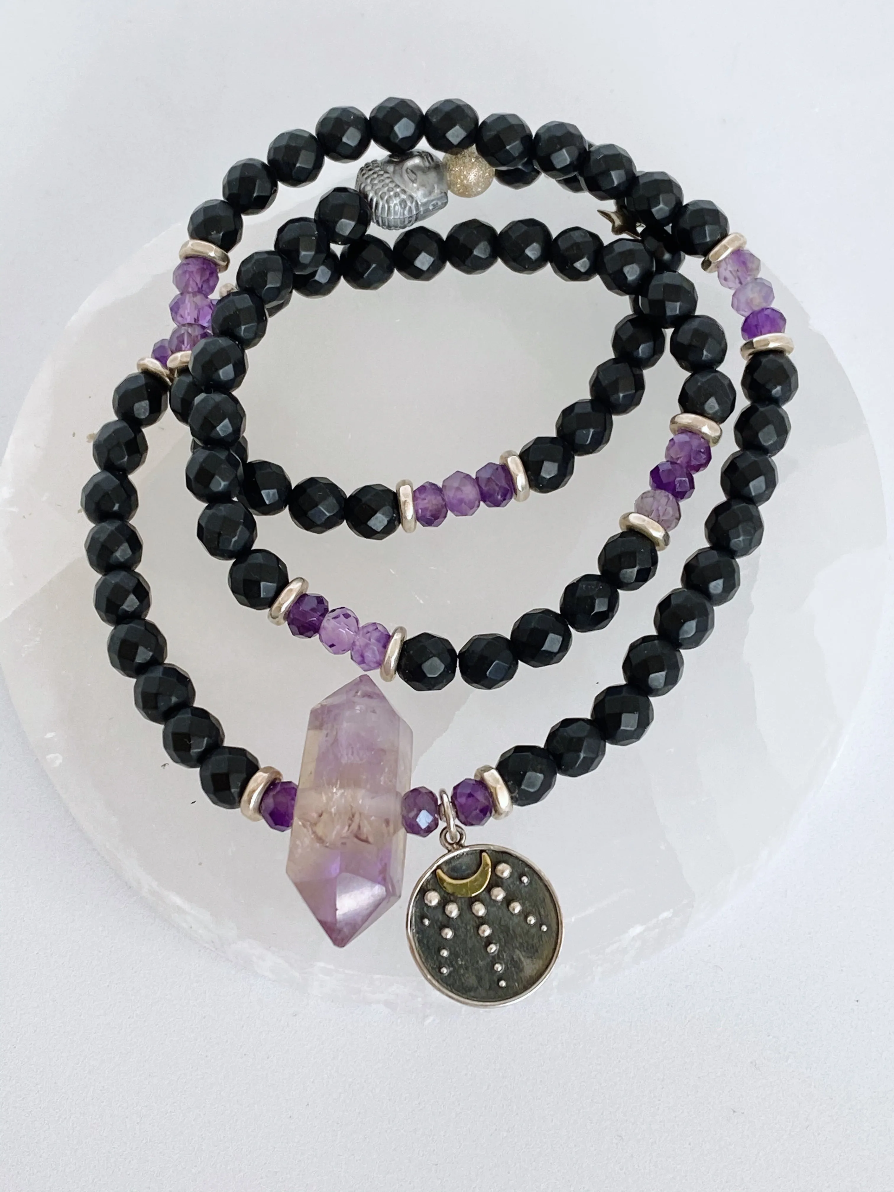Amethyst   Agate Wrap Bracelet