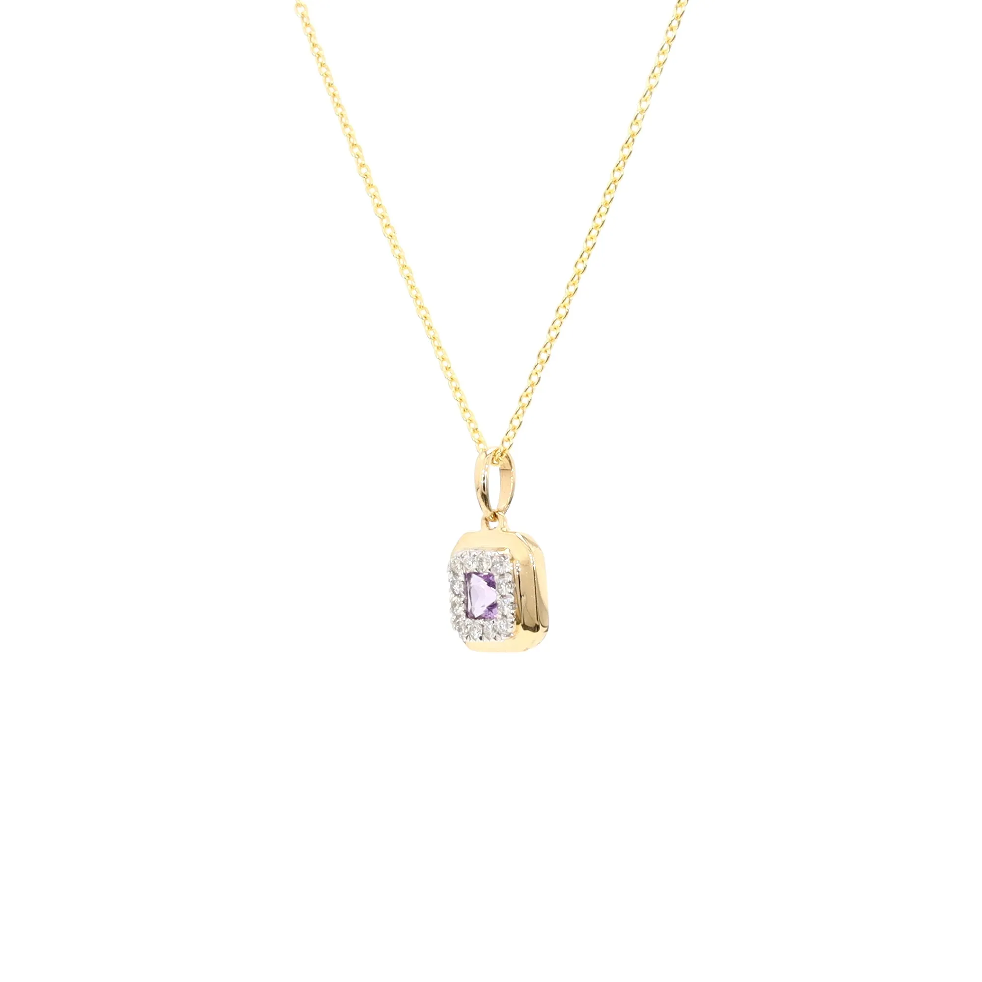 Amethyst and Diamond Halo Pendant