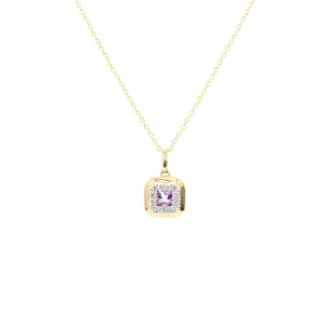 Amethyst and Diamond Halo Pendant