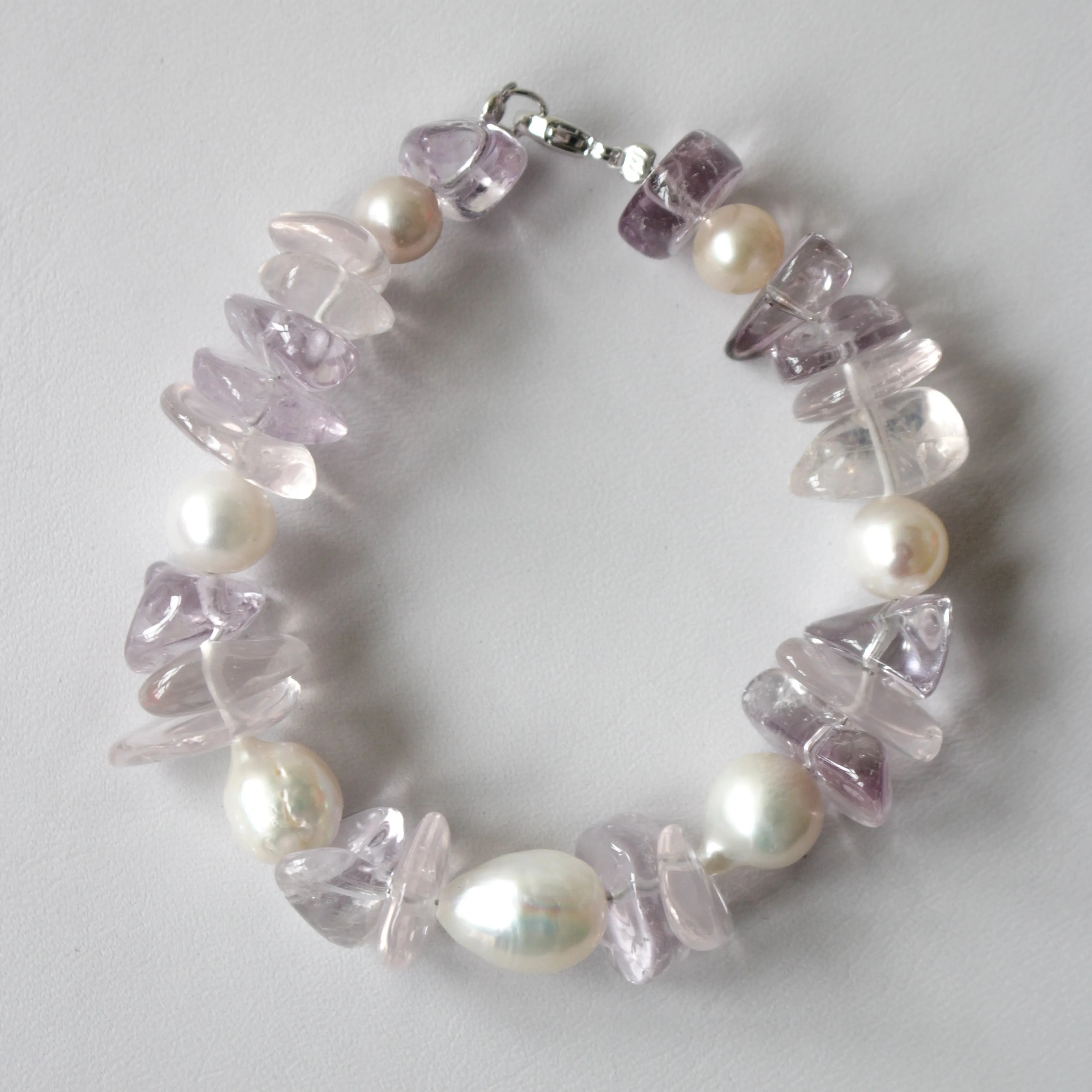 Amethyst and Rose Quartz Pearl Bracelet