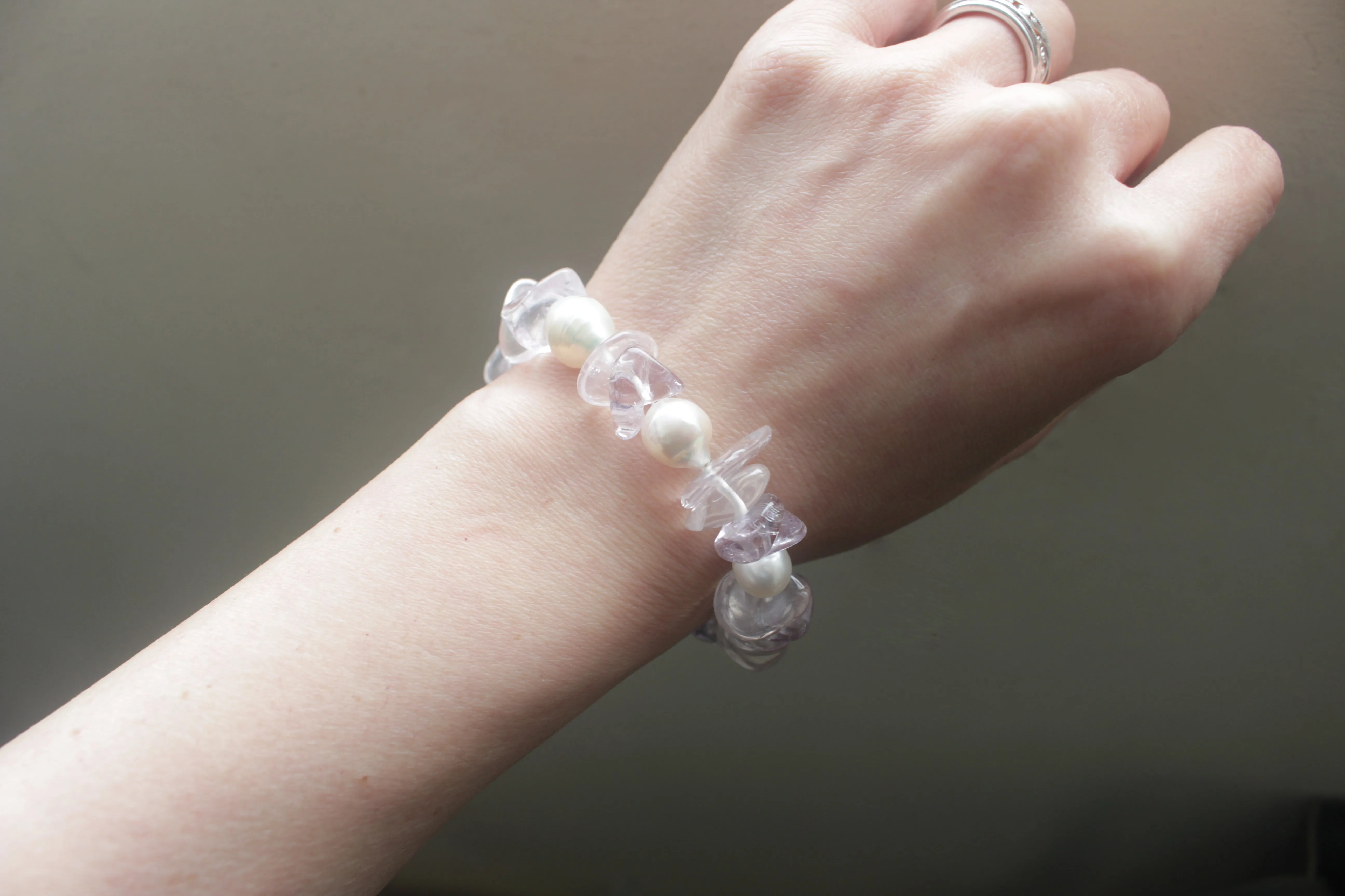 Amethyst and Rose Quartz Pearl Bracelet