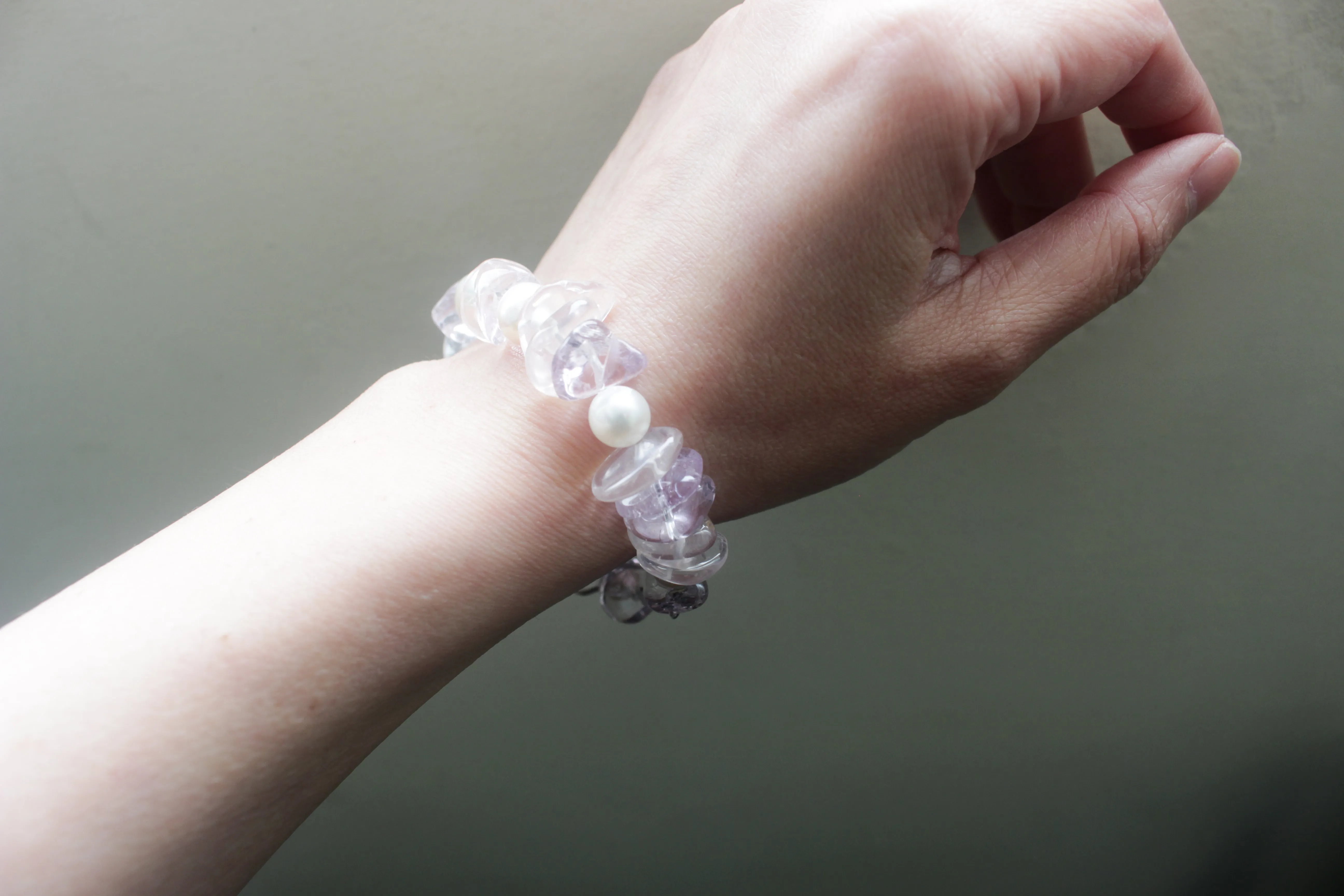 Amethyst and Rose Quartz Pearl Bracelet