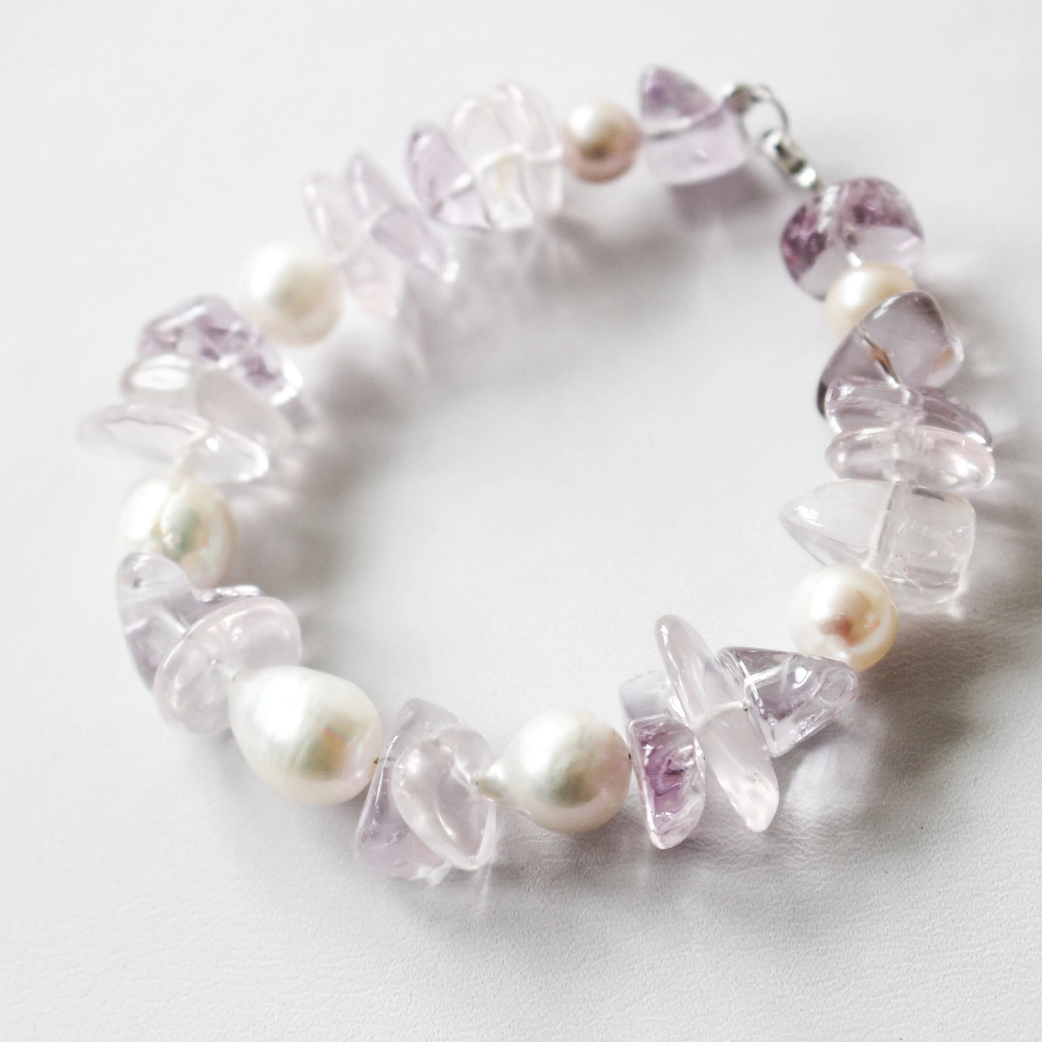 Amethyst and Rose Quartz Pearl Bracelet