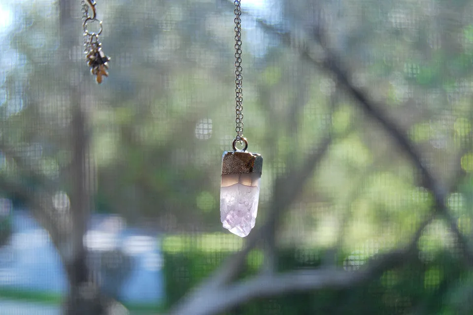Amethyst Crystal Necklace | Electroformed Crystal | Amethyst Gemstone Necklace