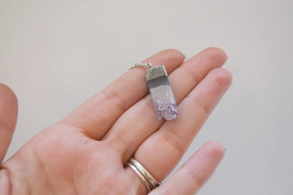 Amethyst Crystal Necklace | Electroformed Crystal | Amethyst Gemstone Necklace