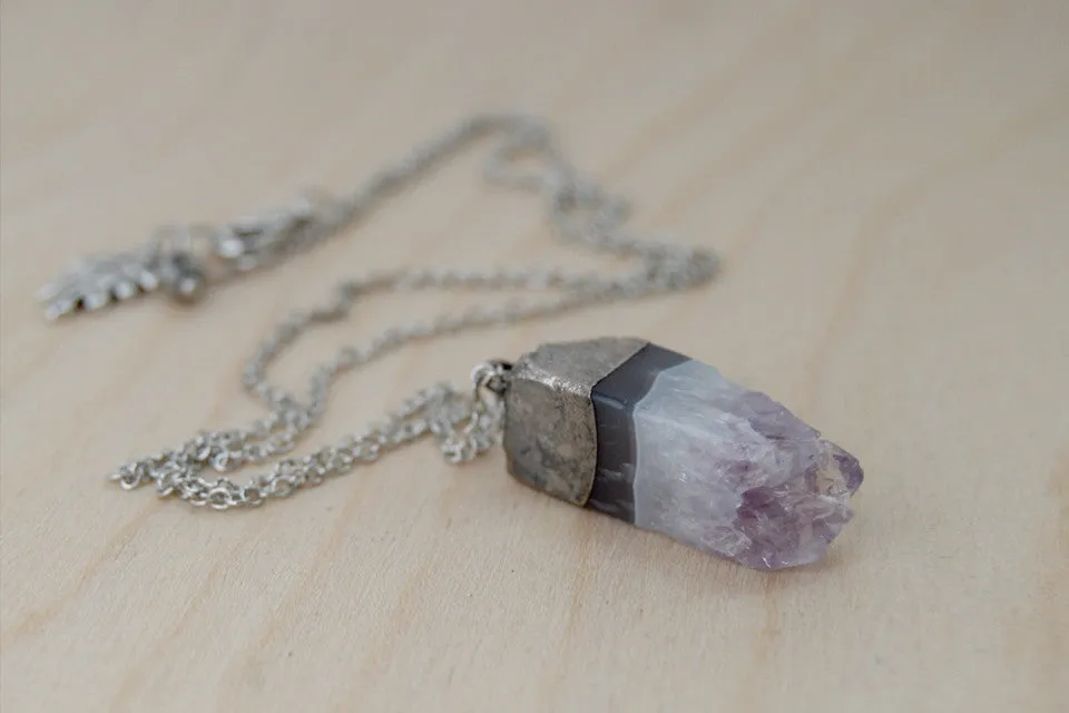 Amethyst Crystal Necklace | Electroformed Crystal | Amethyst Gemstone Necklace