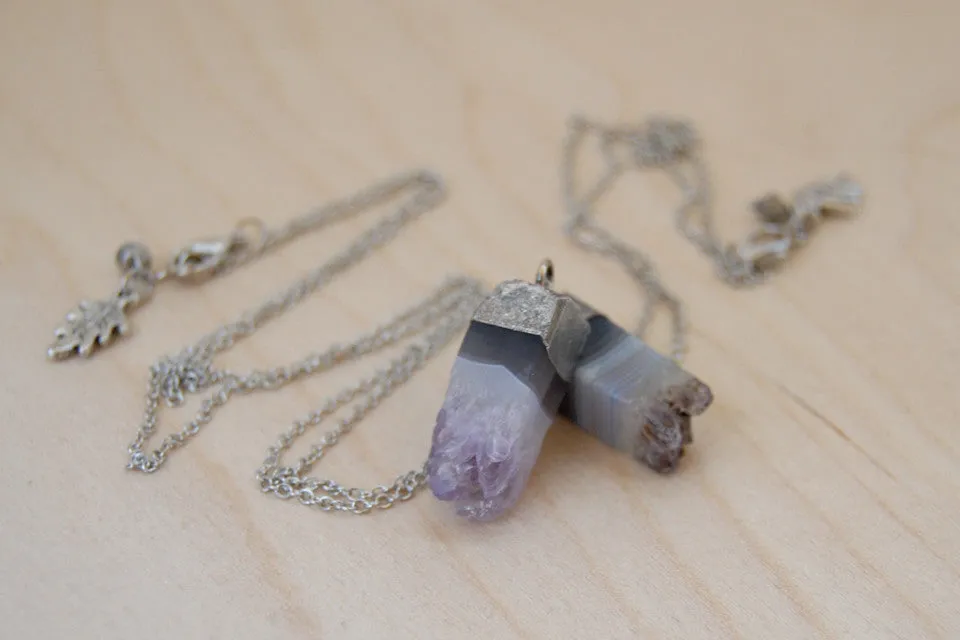 Amethyst Crystal Necklace | Electroformed Crystal | Amethyst Gemstone Necklace