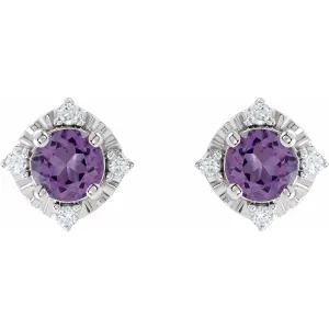 Amethyst Earrings with Diamonds