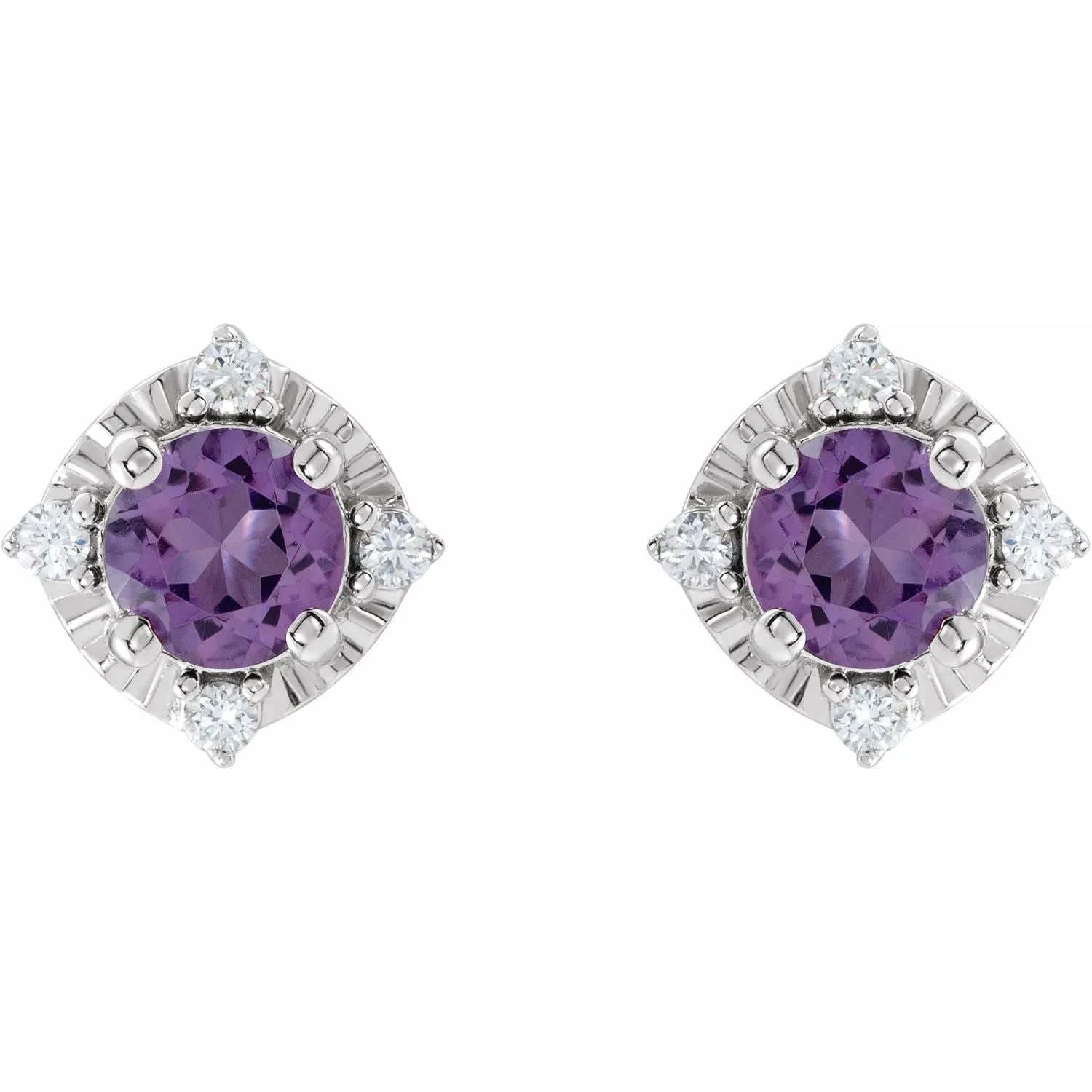 Amethyst Earrings with Diamonds