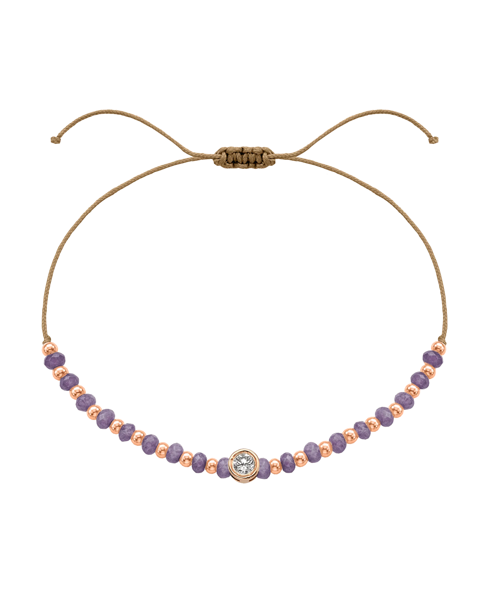 Amethyst Gemstone String of Love Bracelet for Tranquility - 14K Rose Gold