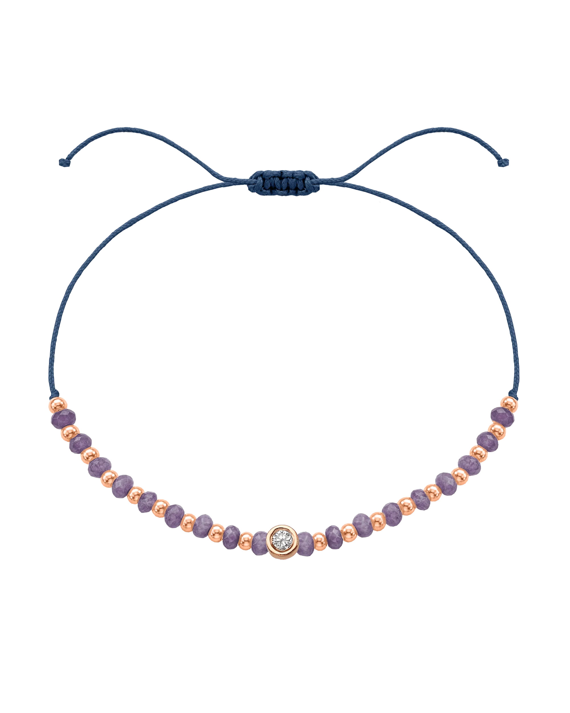 Amethyst Gemstone String of Love Bracelet for Tranquility - 14K Rose Gold