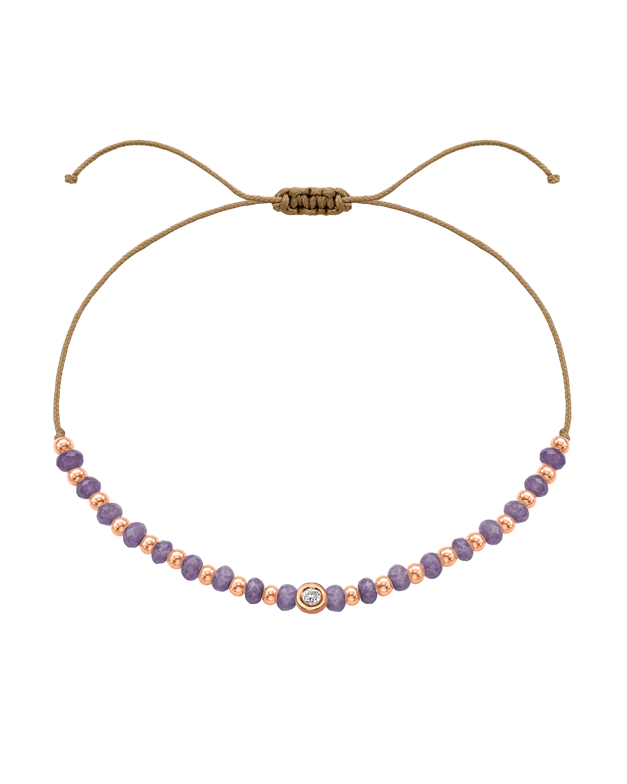 Amethyst Gemstone String of Love Bracelet for Tranquility - 14K Rose Gold