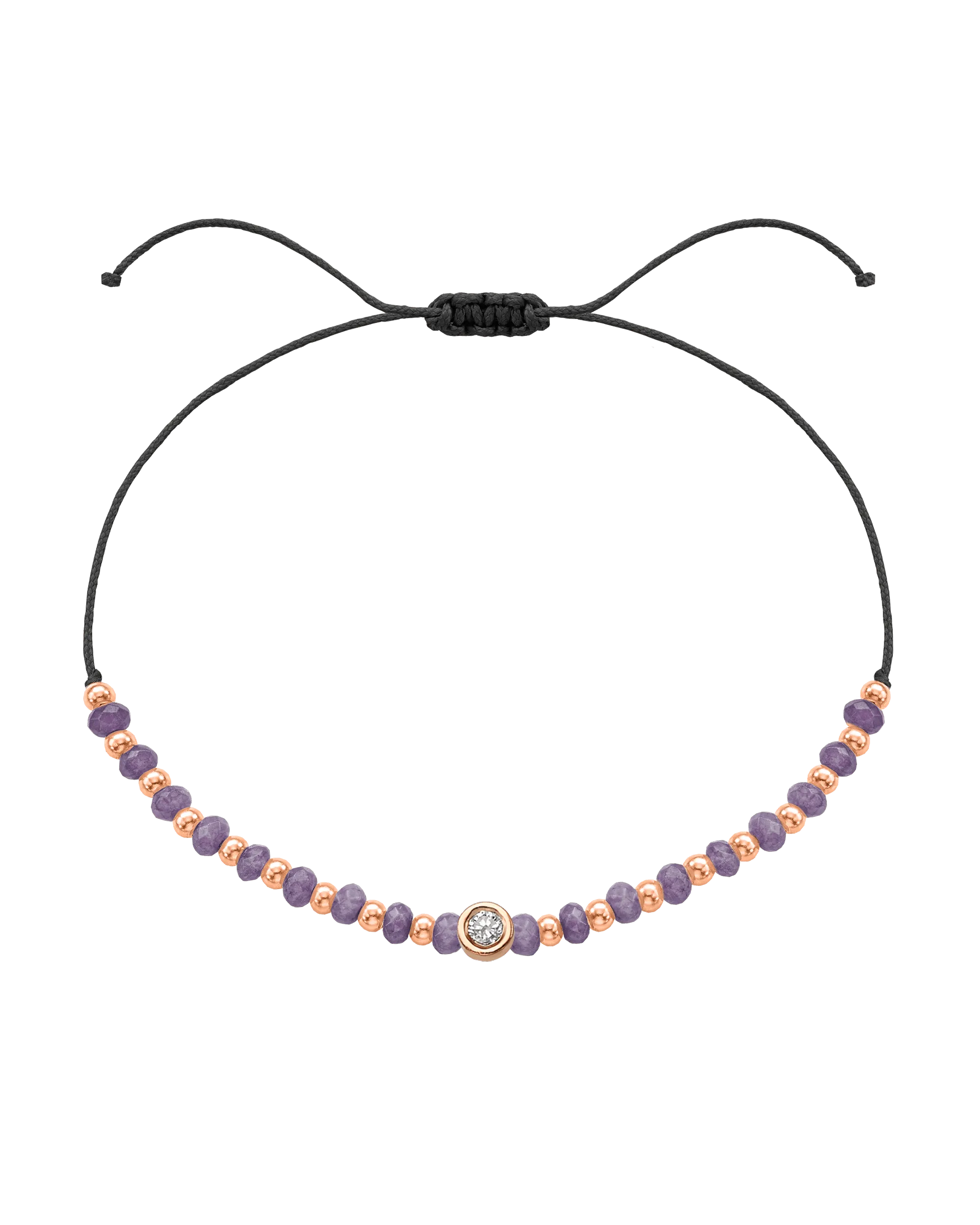 Amethyst Gemstone String of Love Bracelet for Tranquility - 14K Rose Gold