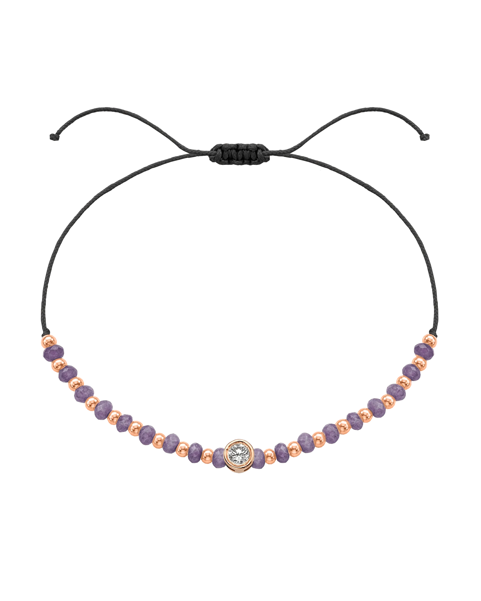 Amethyst Gemstone String of Love Bracelet for Tranquility - 14K Rose Gold