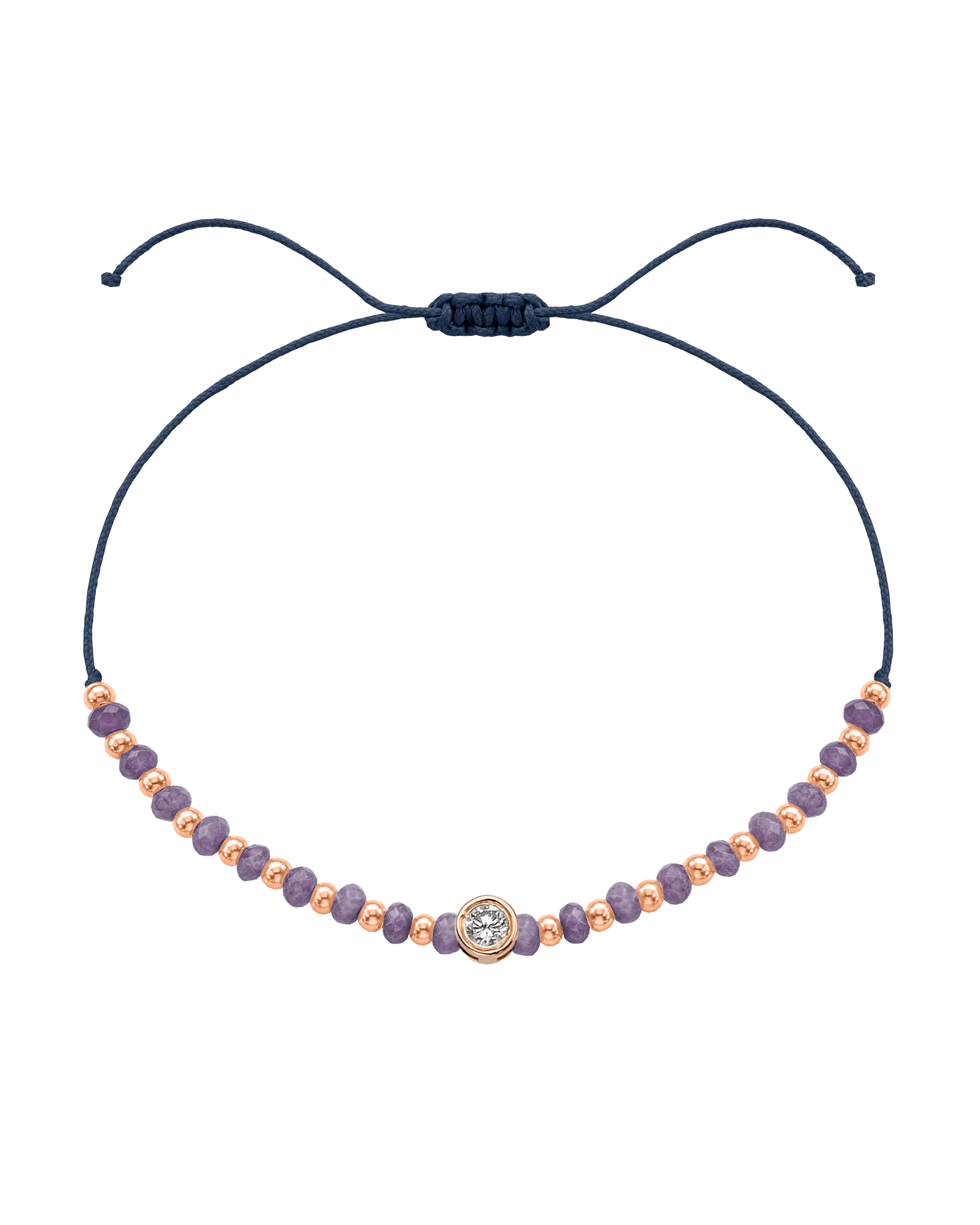Amethyst Gemstone String of Love Bracelet for Tranquility - 14K Rose Gold