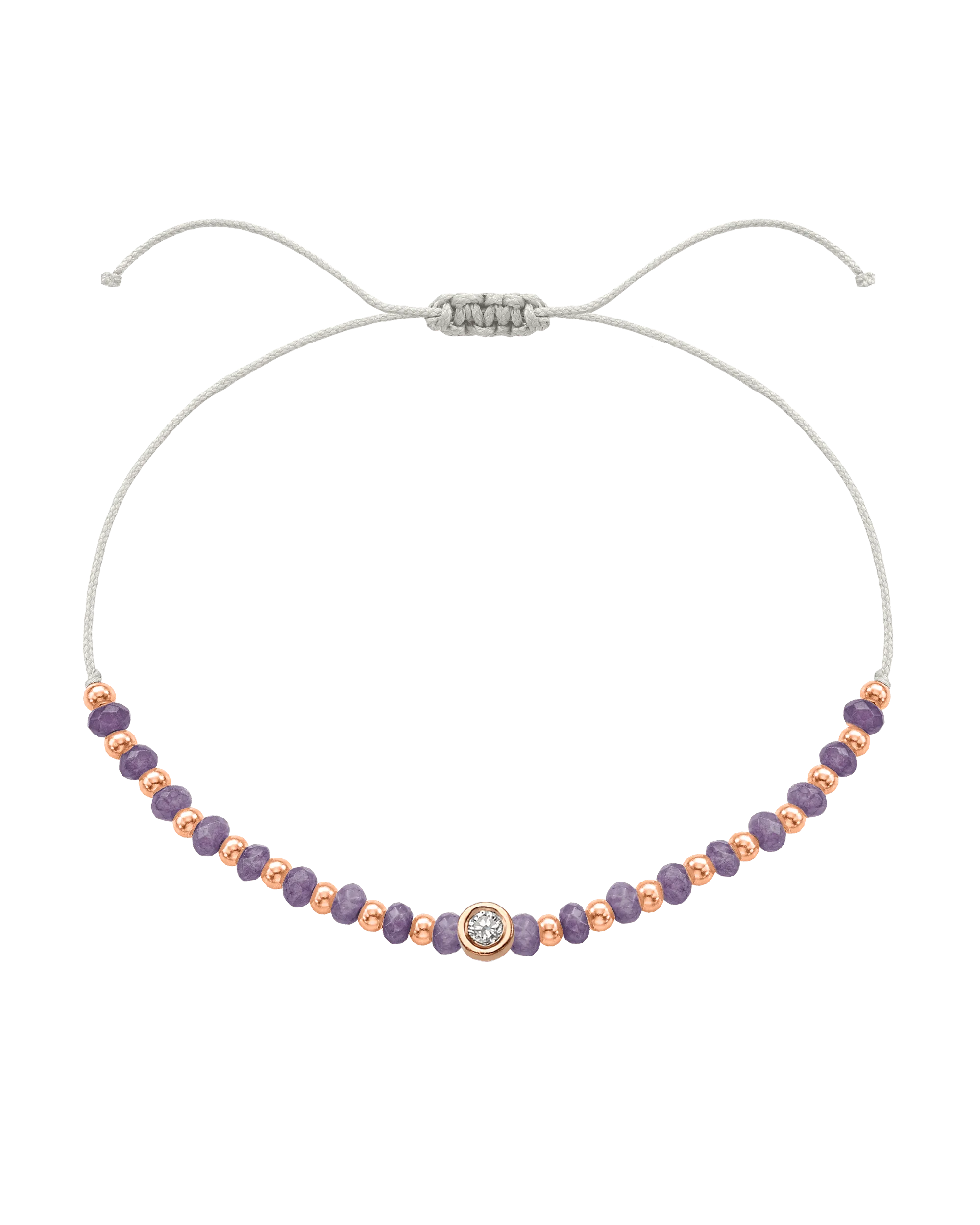 Amethyst Gemstone String of Love Bracelet for Tranquility - 14K Rose Gold