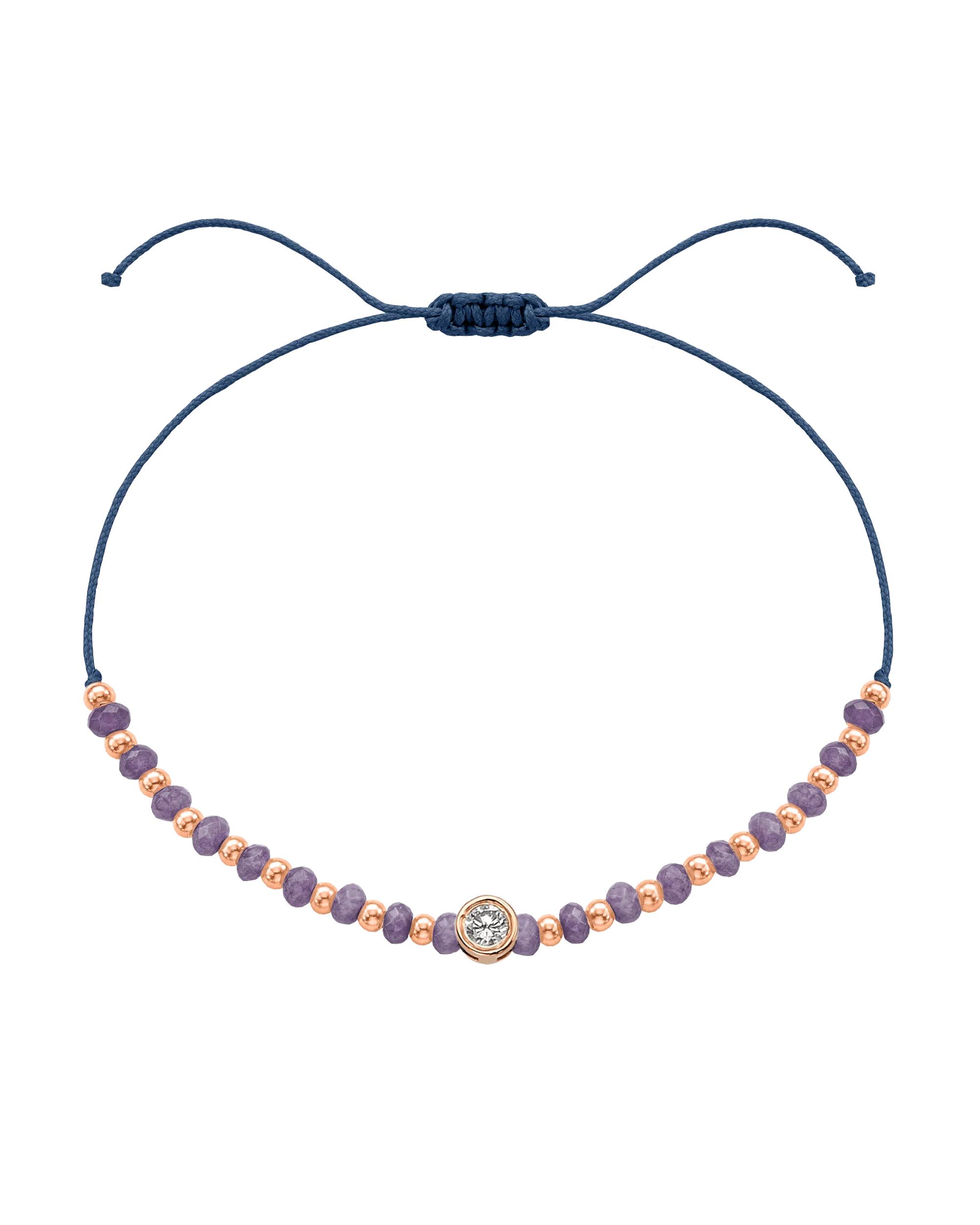 Amethyst Gemstone String of Love Bracelet for Tranquility - 14K Rose Gold