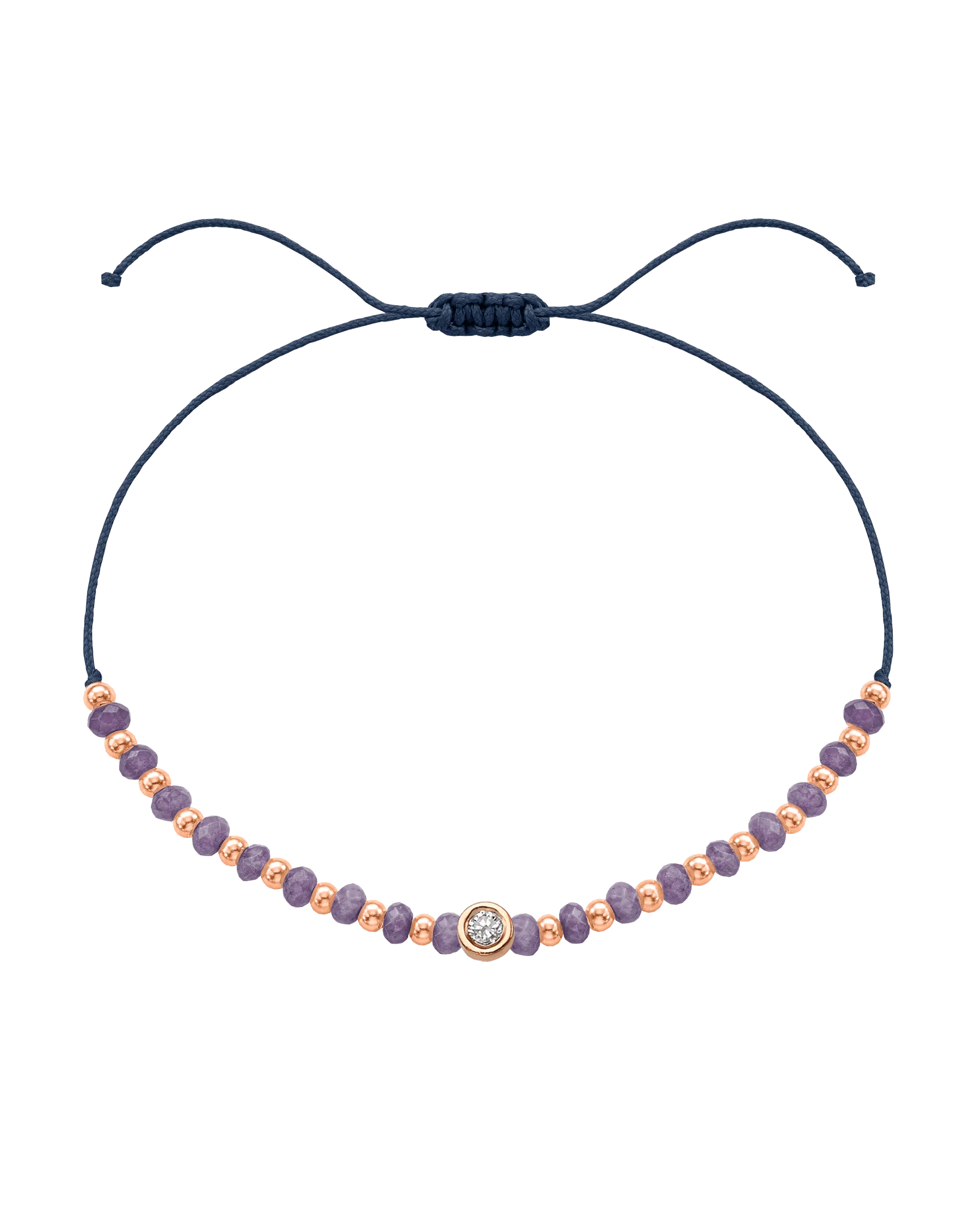 Amethyst Gemstone String of Love Bracelet for Tranquility - 14K Rose Gold