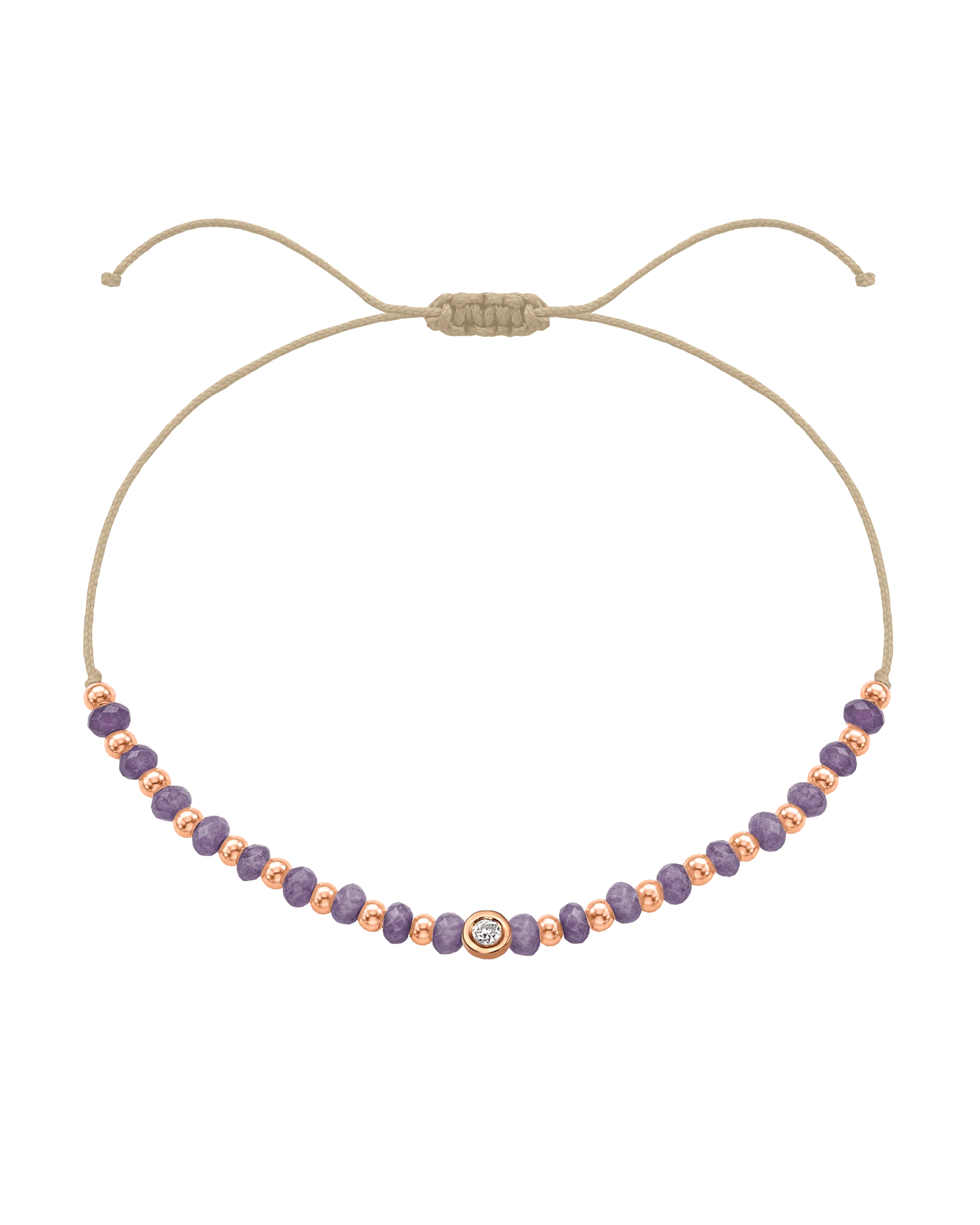 Amethyst Gemstone String of Love Bracelet for Tranquility - 14K Rose Gold