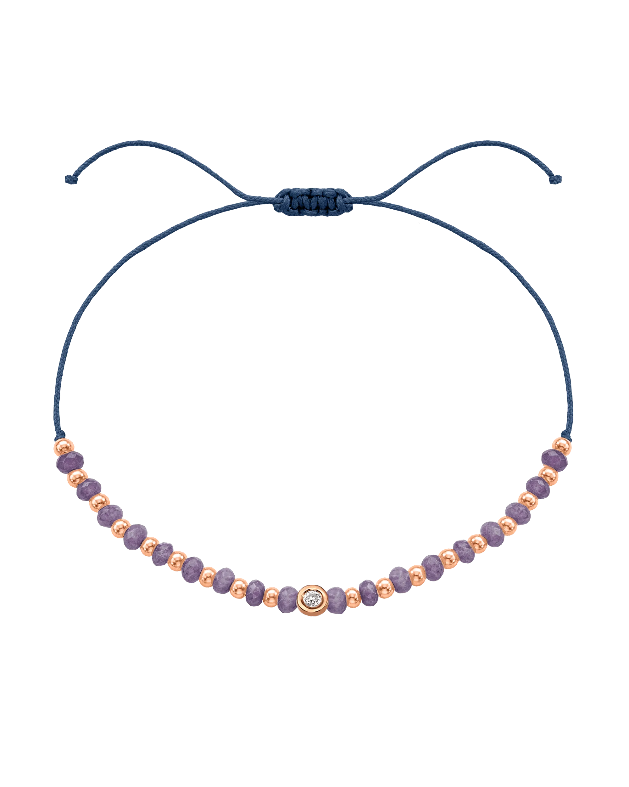 Amethyst Gemstone String of Love Bracelet for Tranquility - 14K Rose Gold