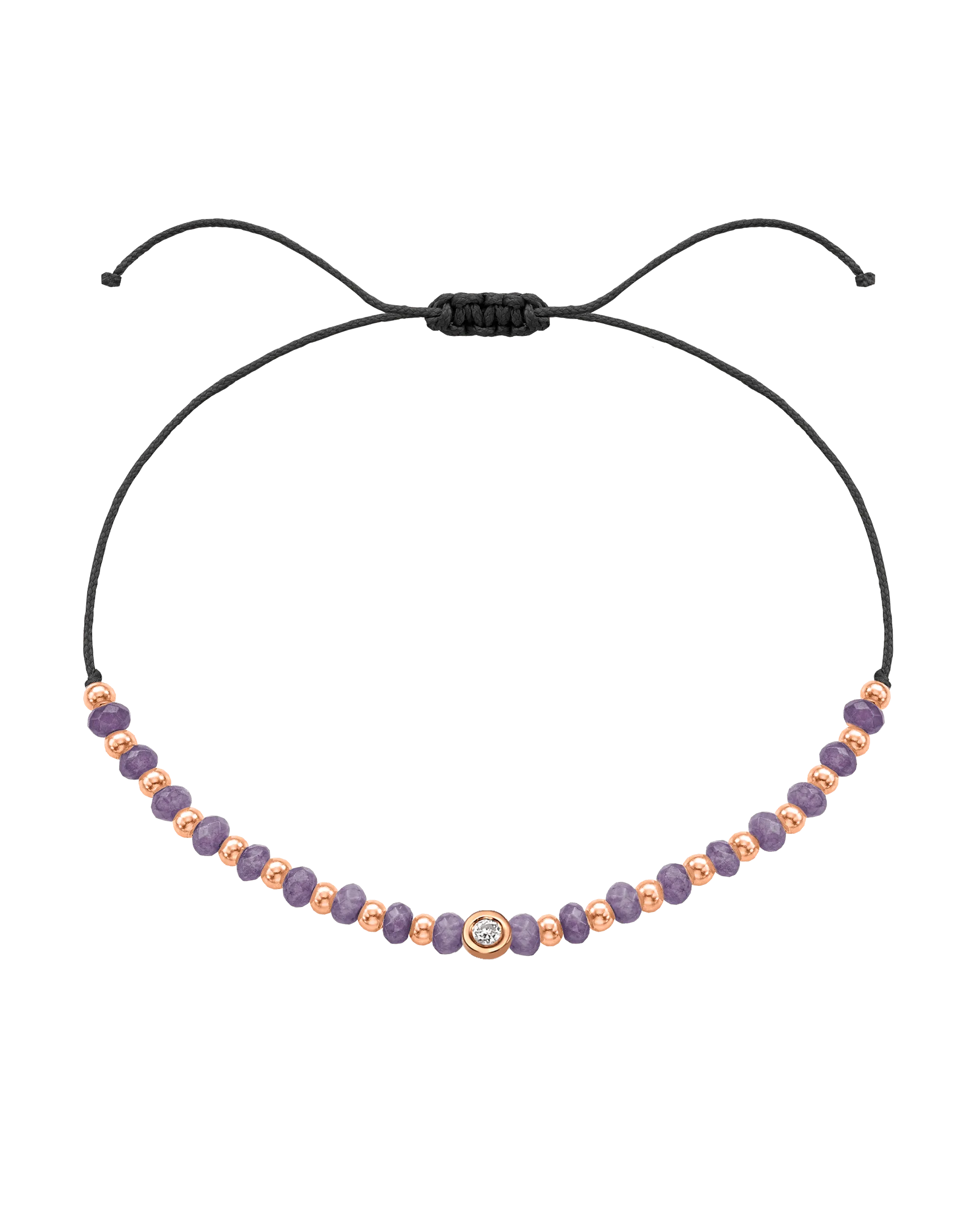 Amethyst Gemstone String of Love Bracelet for Tranquility - 14K Rose Gold