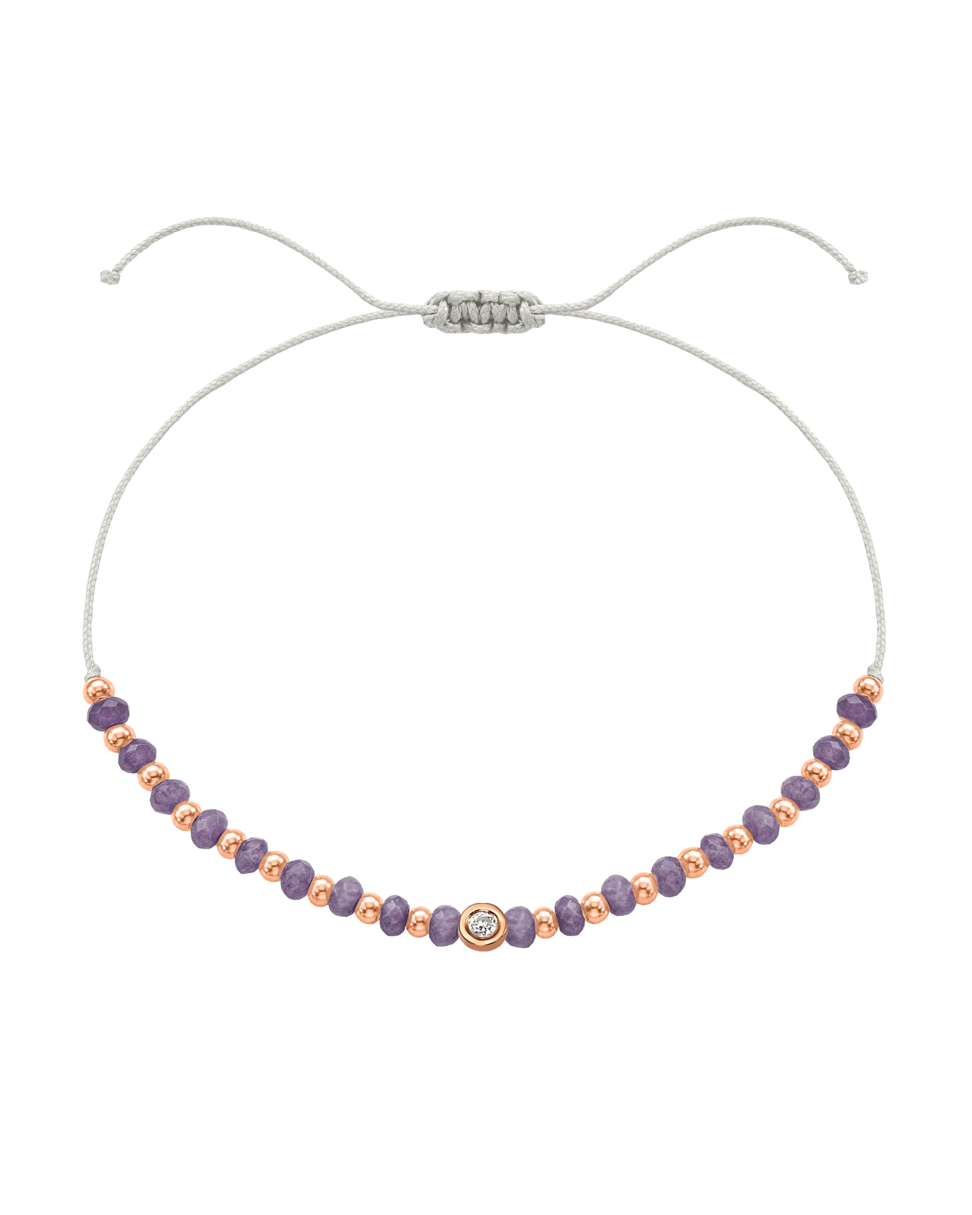 Amethyst Gemstone String of Love Bracelet for Tranquility - 14K Rose Gold