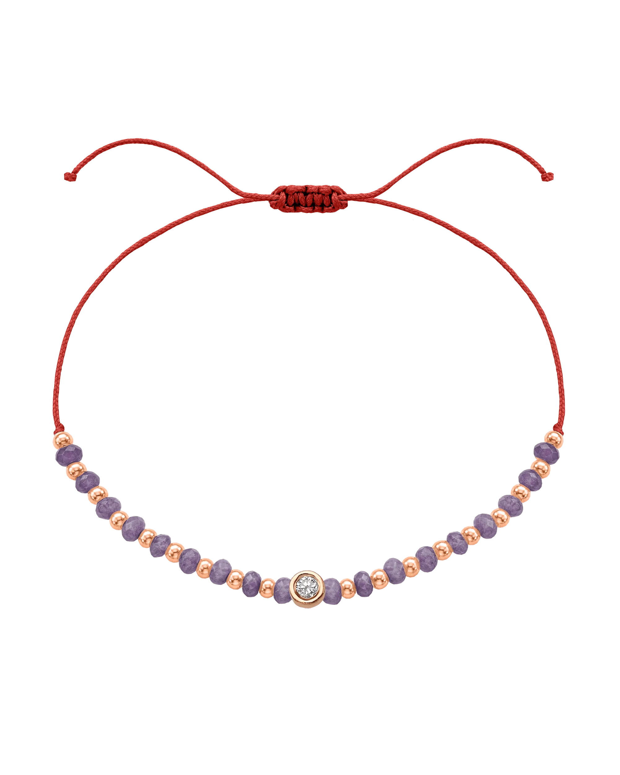 Amethyst Gemstone String of Love Bracelet for Tranquility - 14K Rose Gold