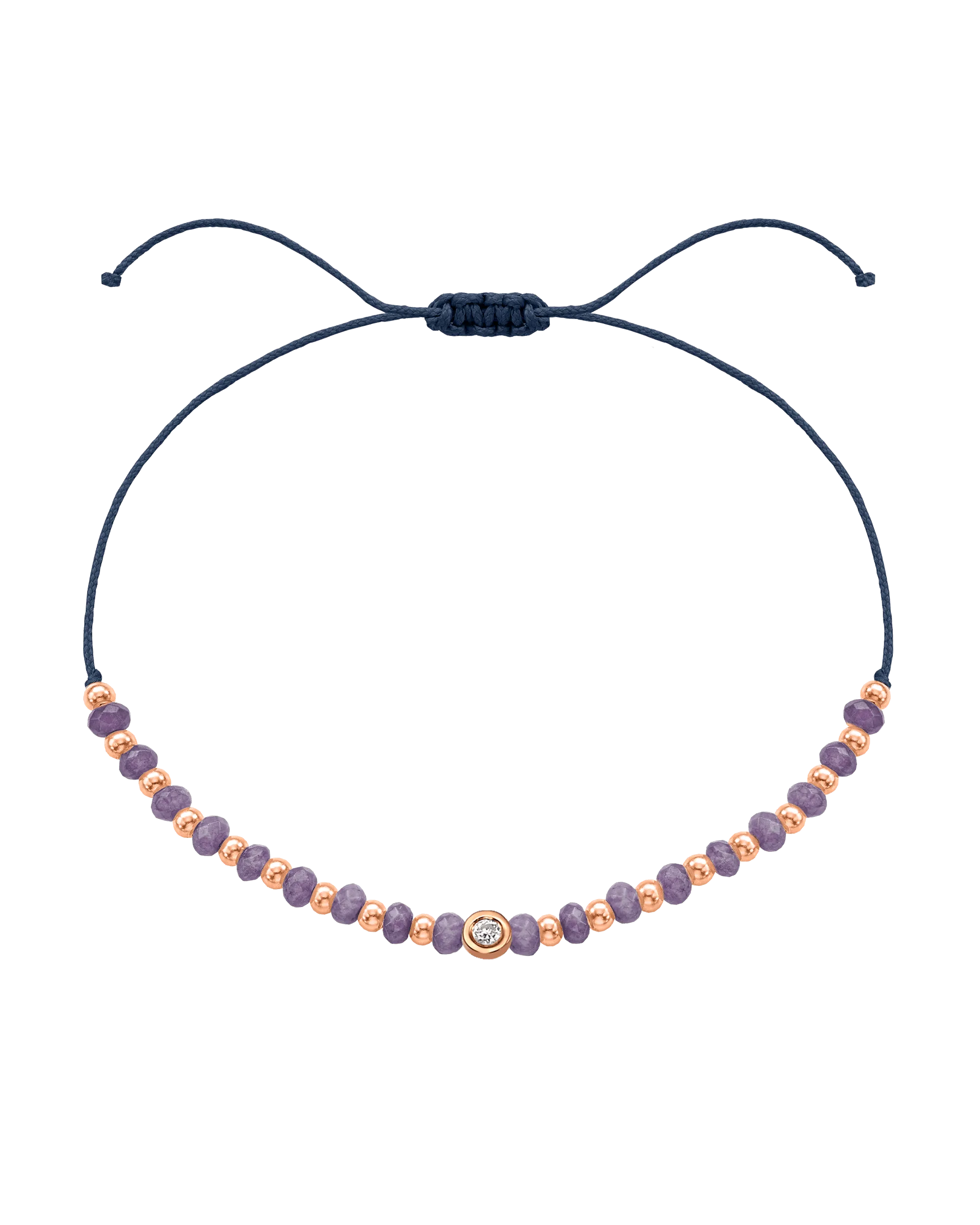 Amethyst Gemstone String of Love Bracelet for Tranquility - 14K Rose Gold