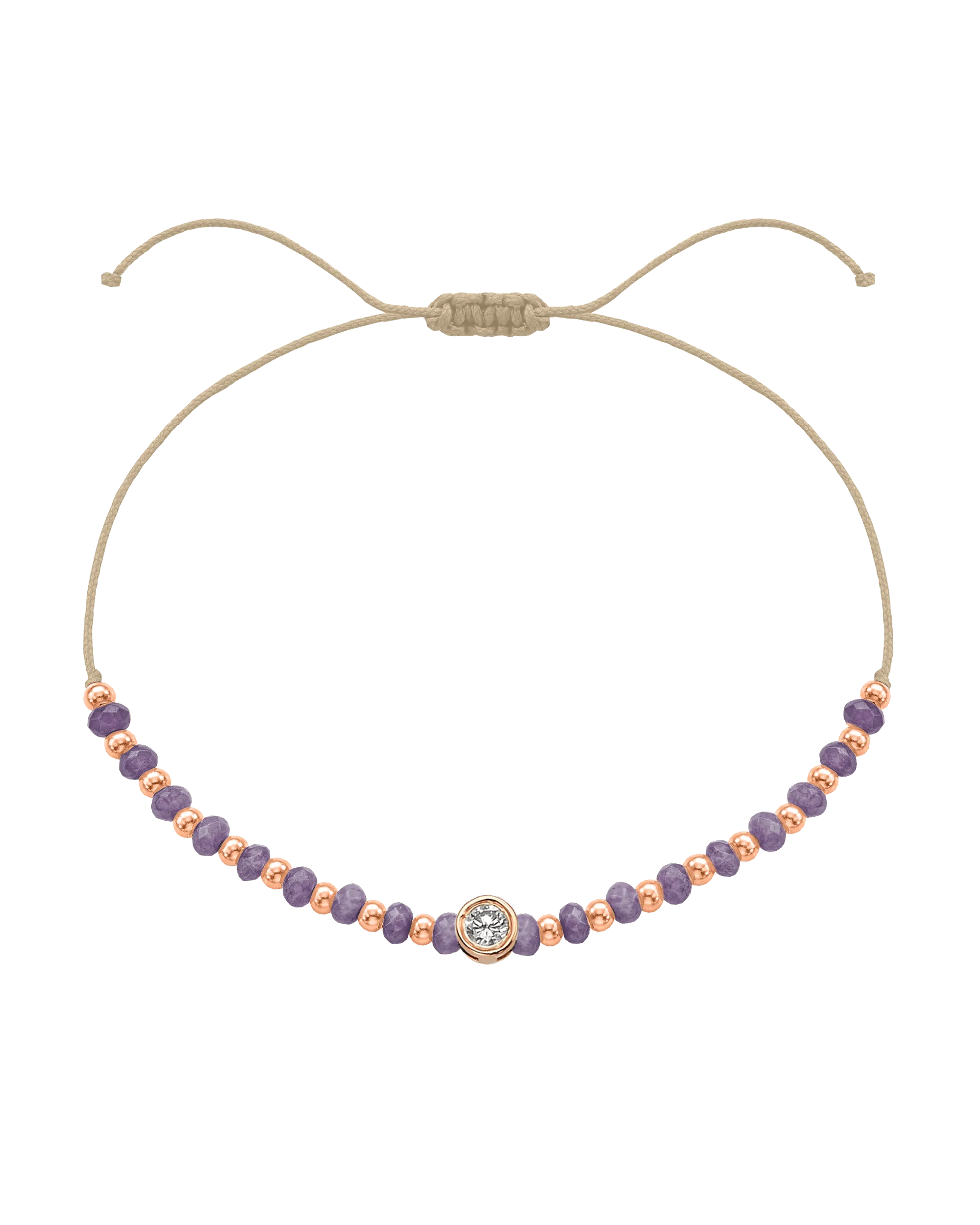 Amethyst Gemstone String of Love Bracelet for Tranquility - 14K Rose Gold