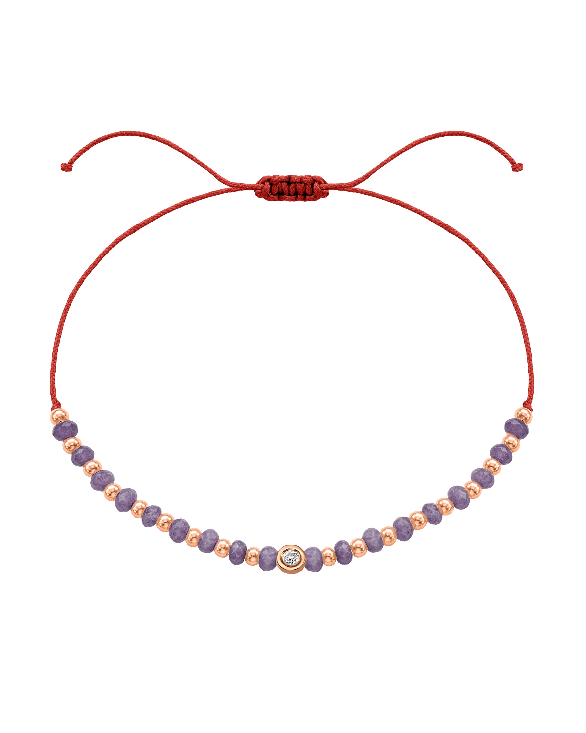 Amethyst Gemstone String of Love Bracelet for Tranquility - 14K Rose Gold