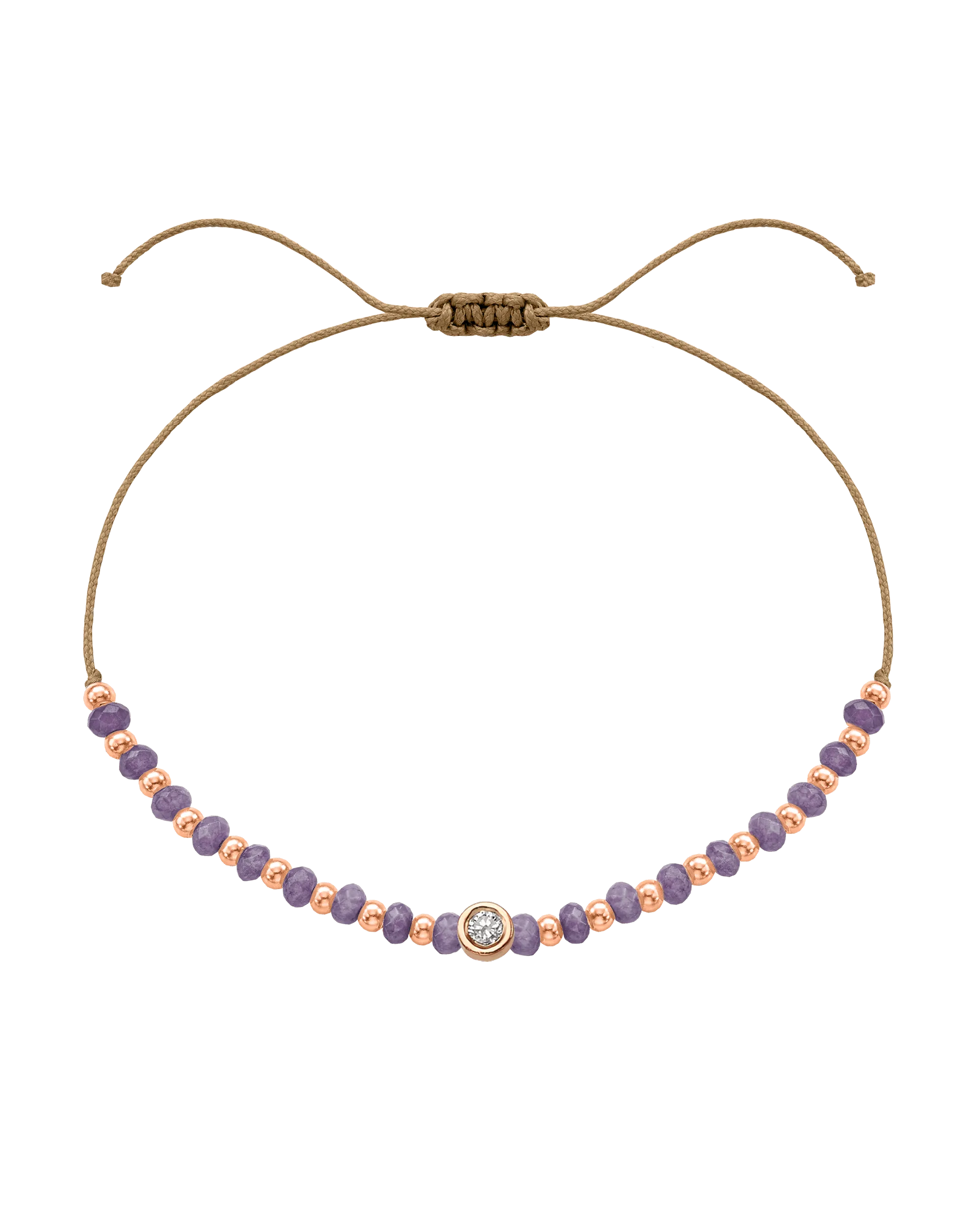 Amethyst Gemstone String of Love Bracelet for Tranquility - 14K Rose Gold