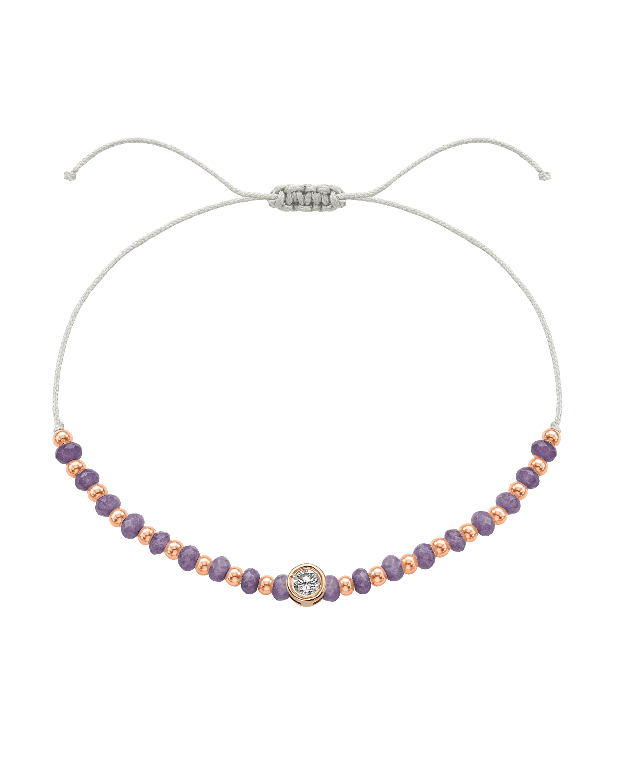 Amethyst Gemstone String of Love Bracelet for Tranquility - 14K Rose Gold