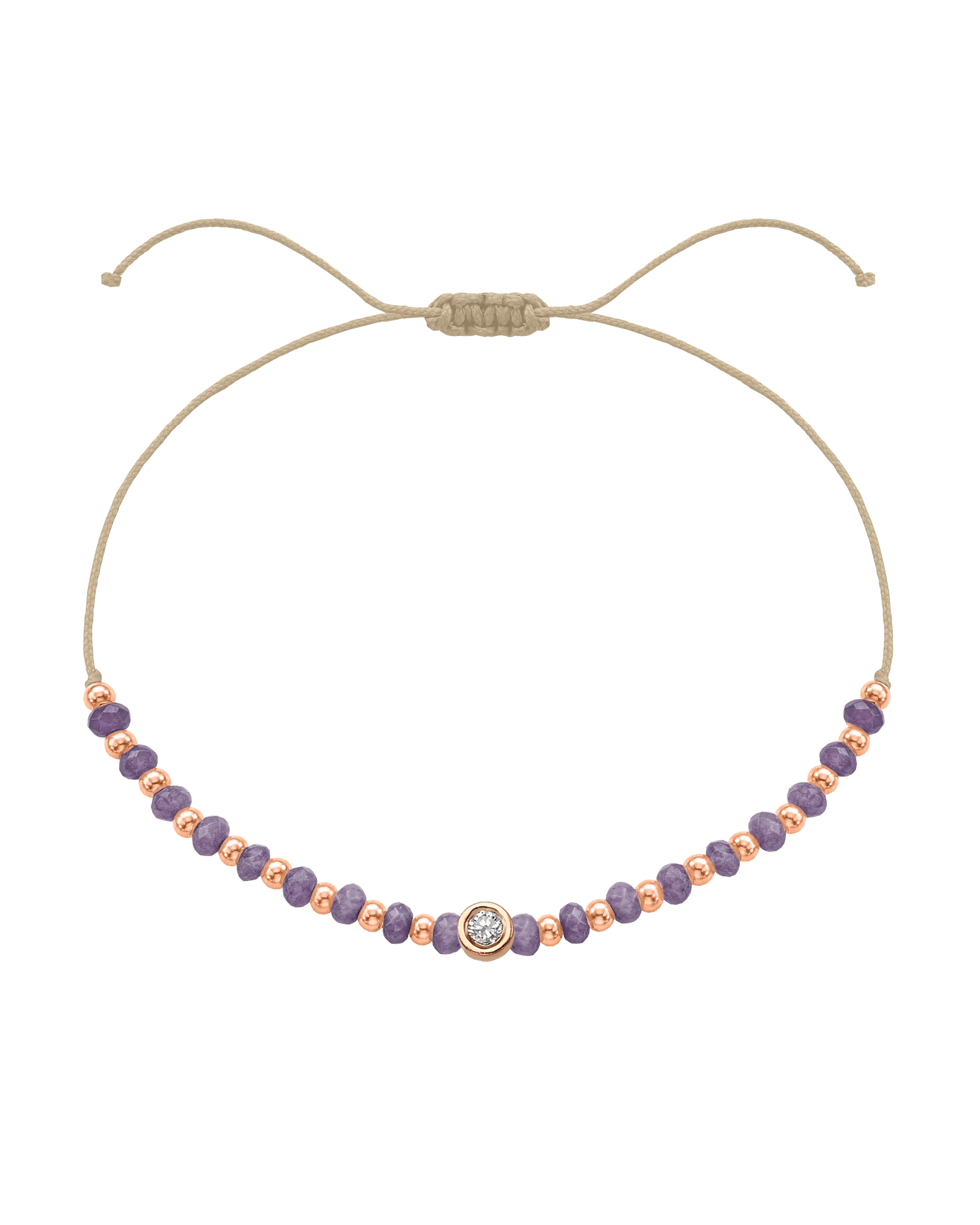 Amethyst Gemstone String of Love Bracelet for Tranquility - 14K Rose Gold