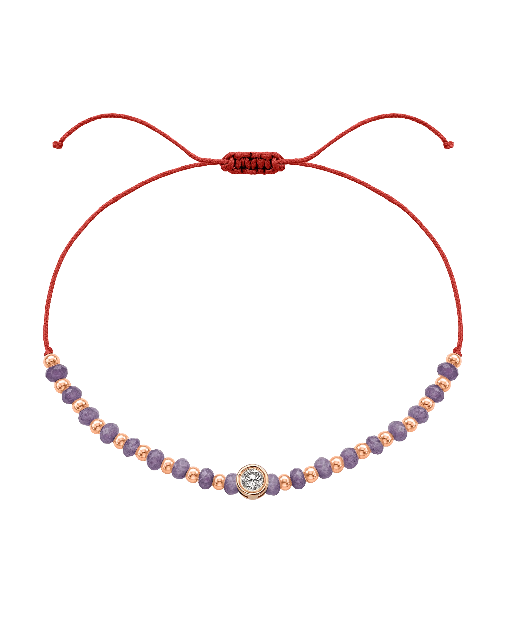 Amethyst Gemstone String of Love Bracelet for Tranquility - 14K Rose Gold